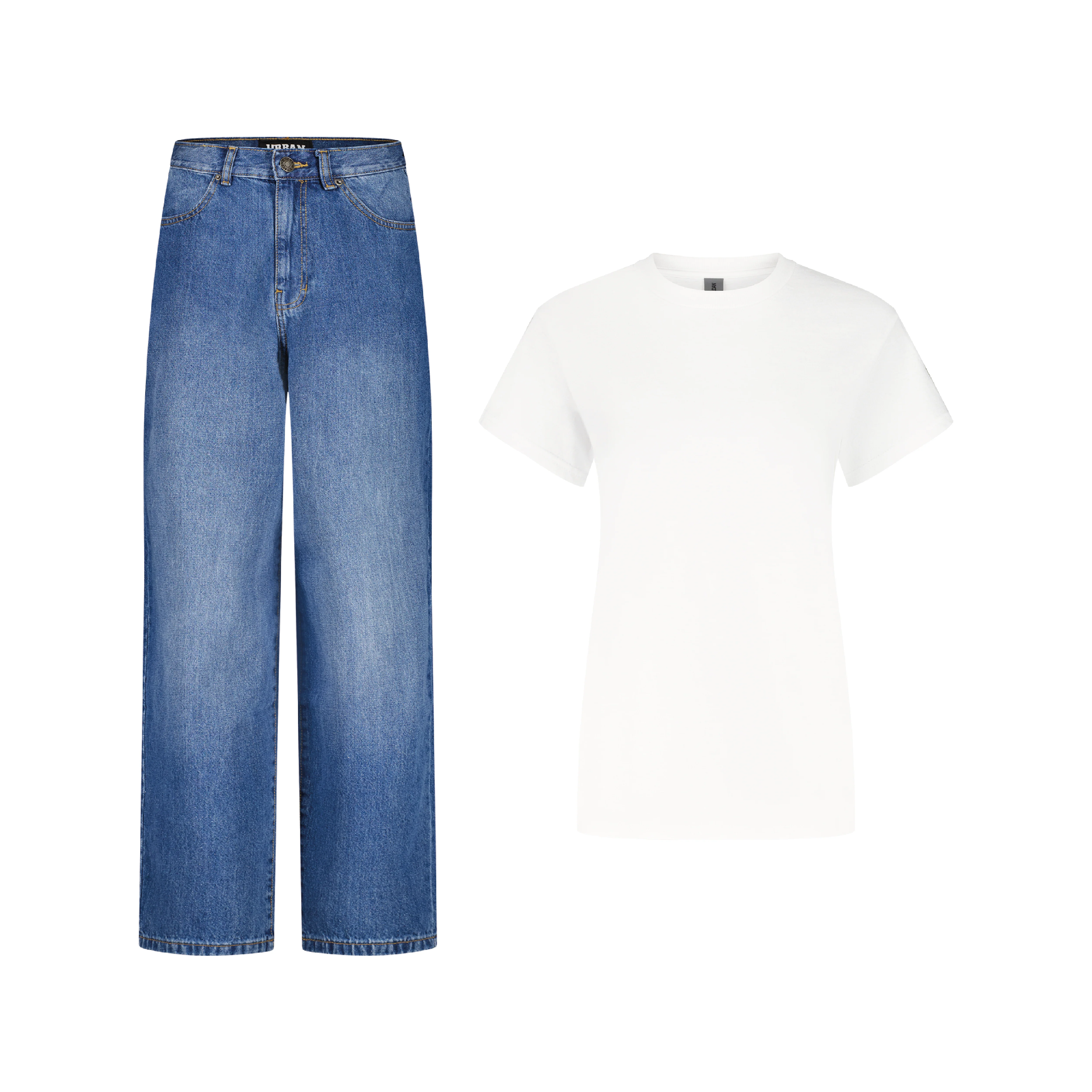 ENSEMBLE PANTALON JEANS BAGGY BLEU + T-SHIRT CLASSIC
