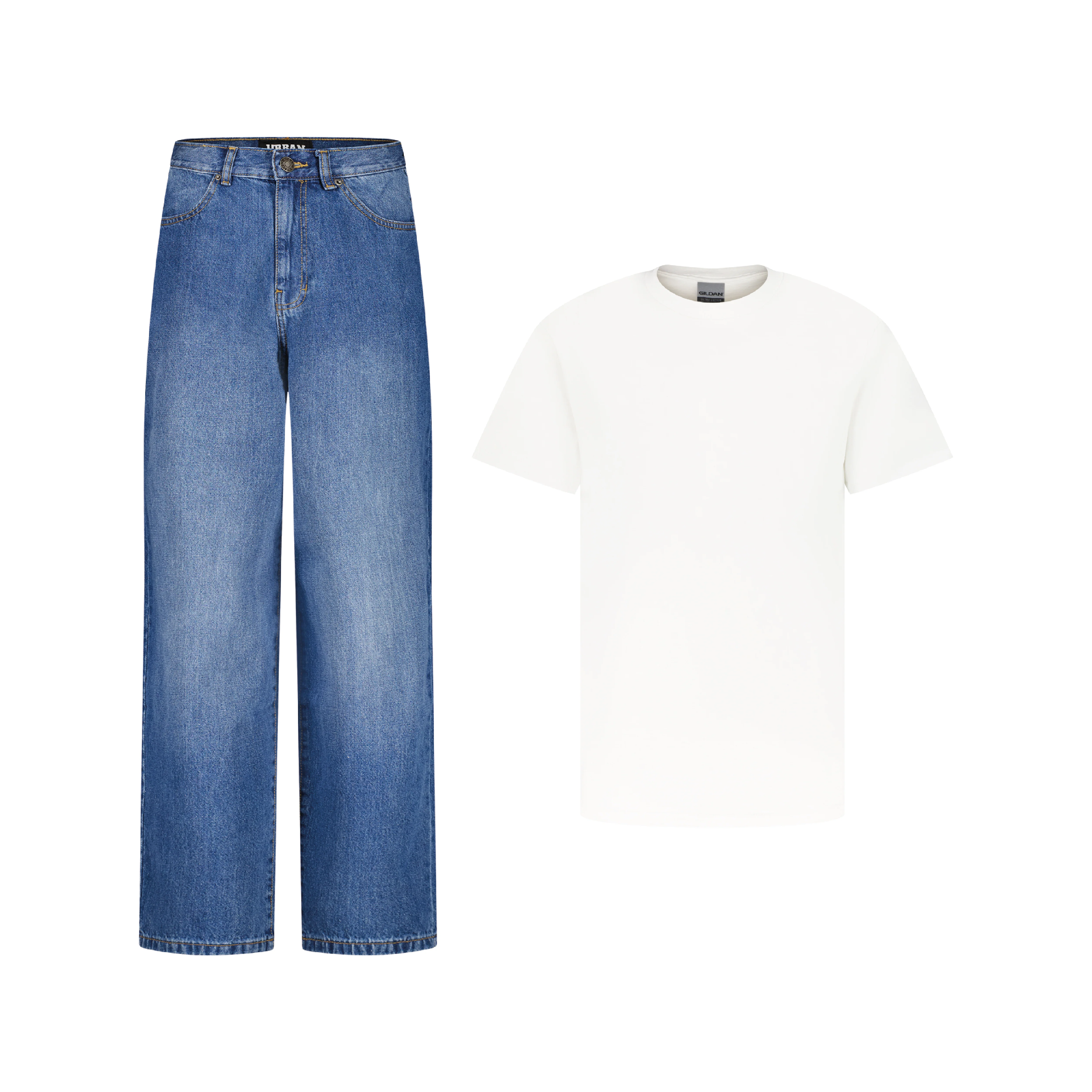 ENSEMBLE PANTALON JEANS BAGGY BLEU + T-SHIRT CLASSIC