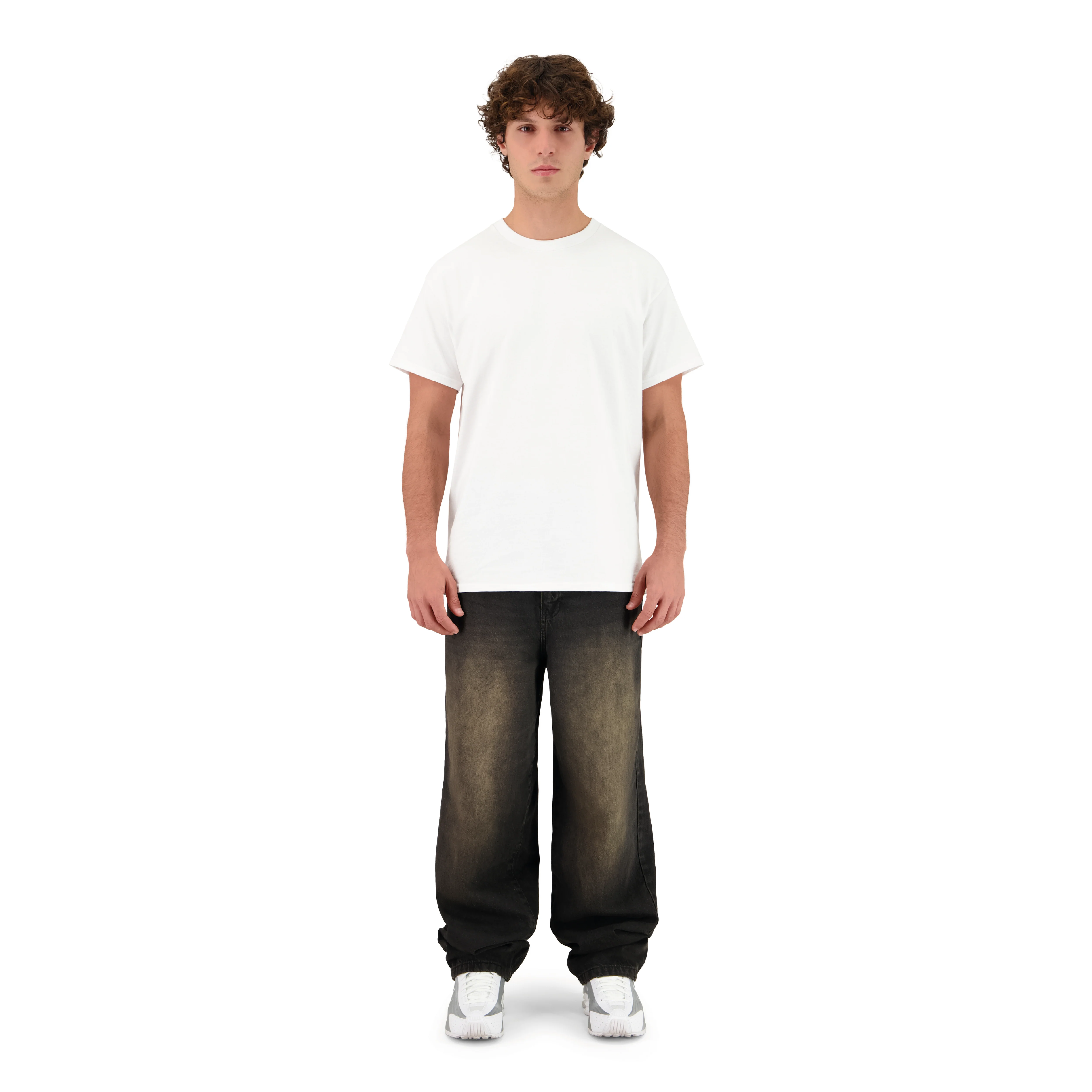 ENSEMBLE PANTALON JEANS BAGGY NOIR DÉLAVÉ SABLE + T-SHIRT CLASSIC - Image 2