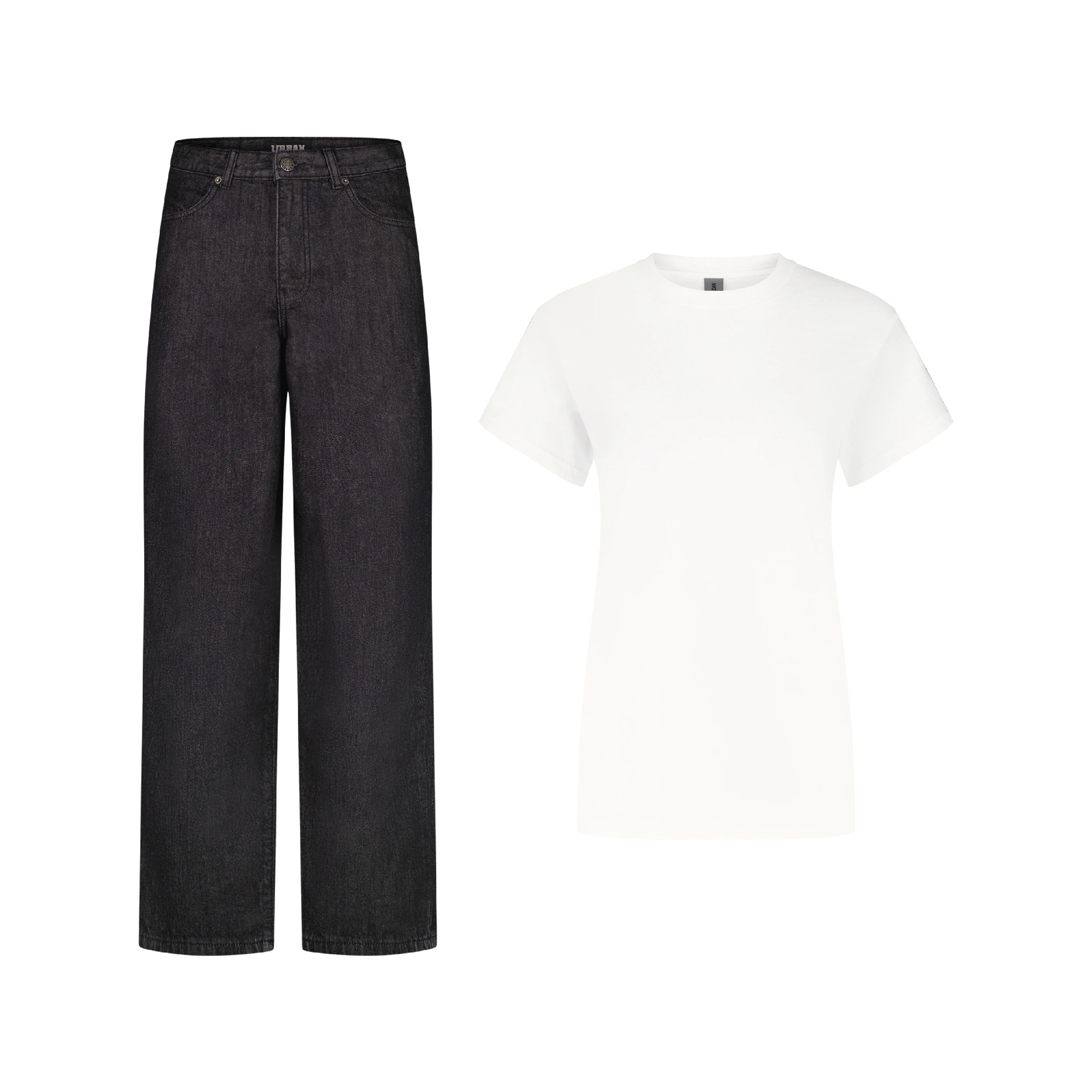 ENSEMBLE PANTALON JEANS BAGGY NOIR + T-SHIRT CLASSIC