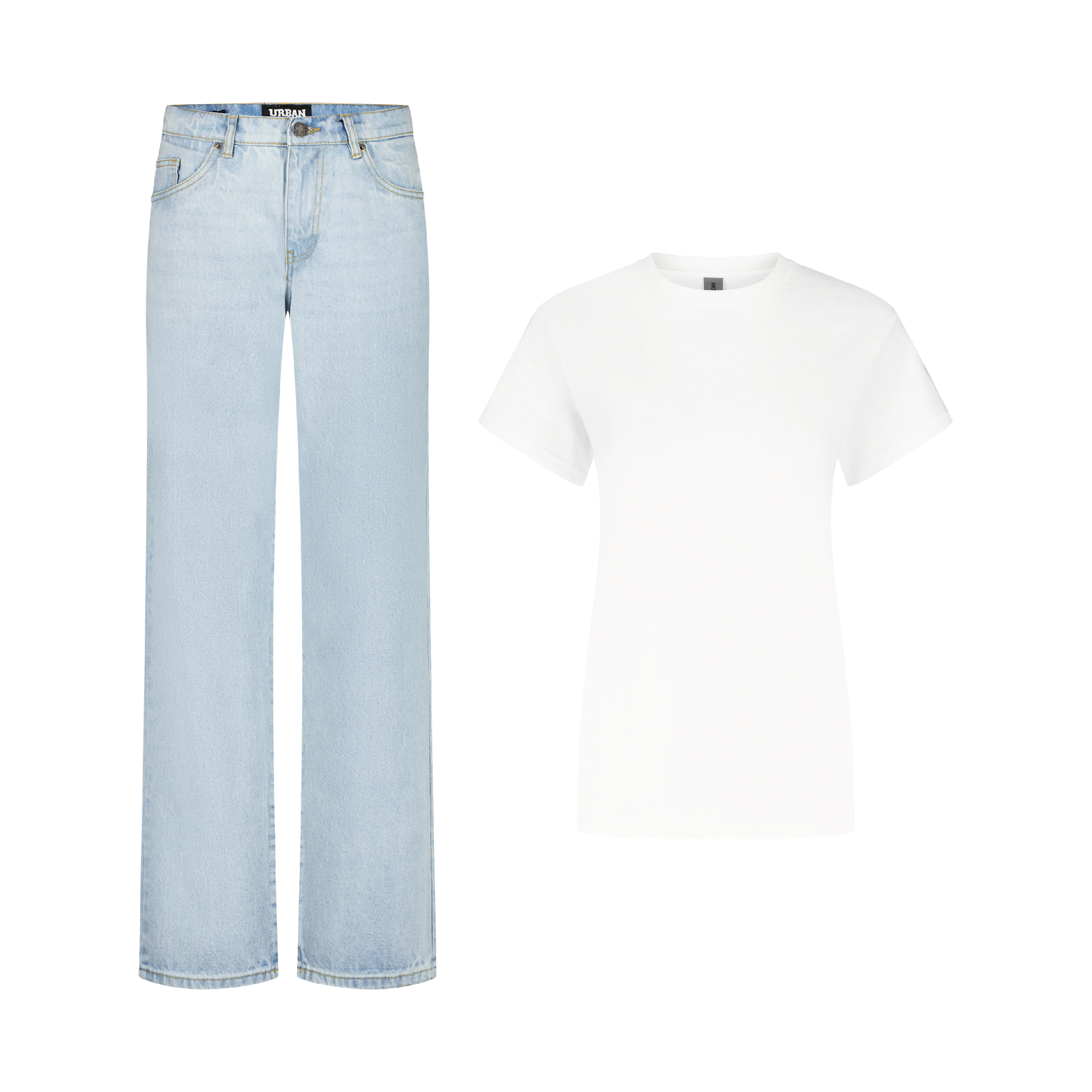 ENSEMBLE PANTALON JEANS REGULAR BLEU CLAIR + T-SHIRT CLASSIC