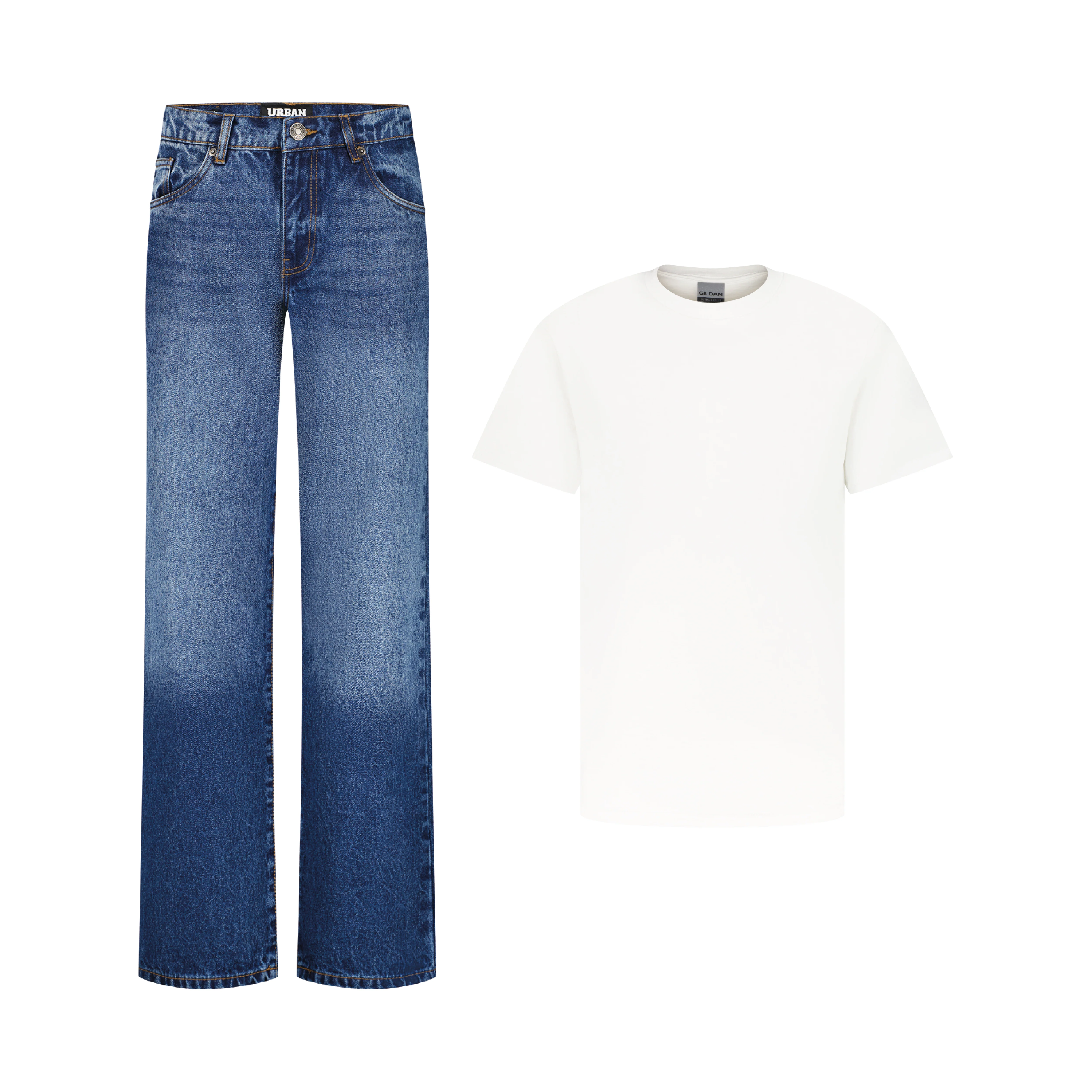 ENSEMBLE PANTALON JEANS REGULAR BLEU + T-SHIRT CLASSIC