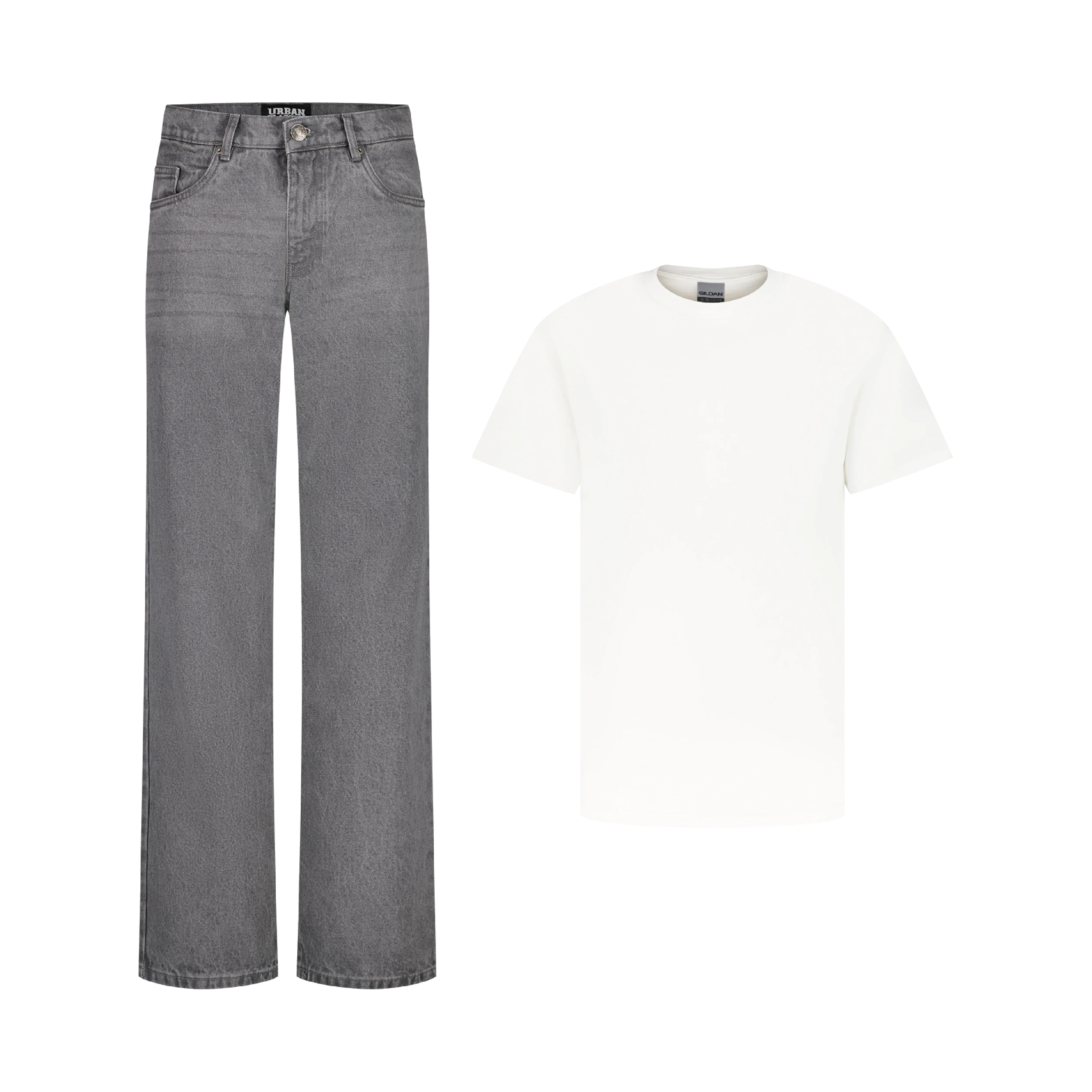 ENSEMBLE PANTALON JEANS REGULAR GRIS + T-SHIRT CLASSIC