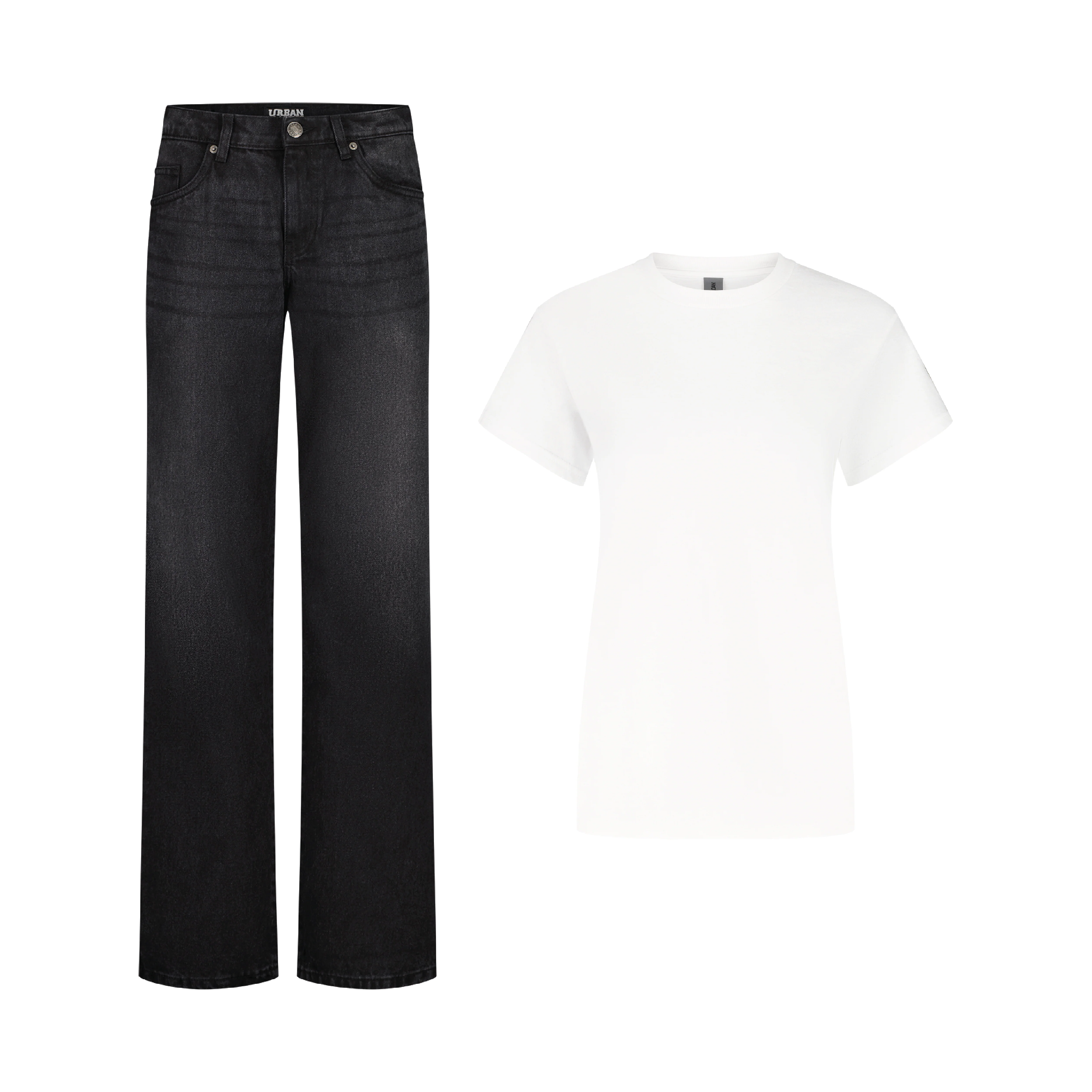 ENSEMBLE PANTALON JEANS REGULAR NOIR + T-SHIRT CLASSIC