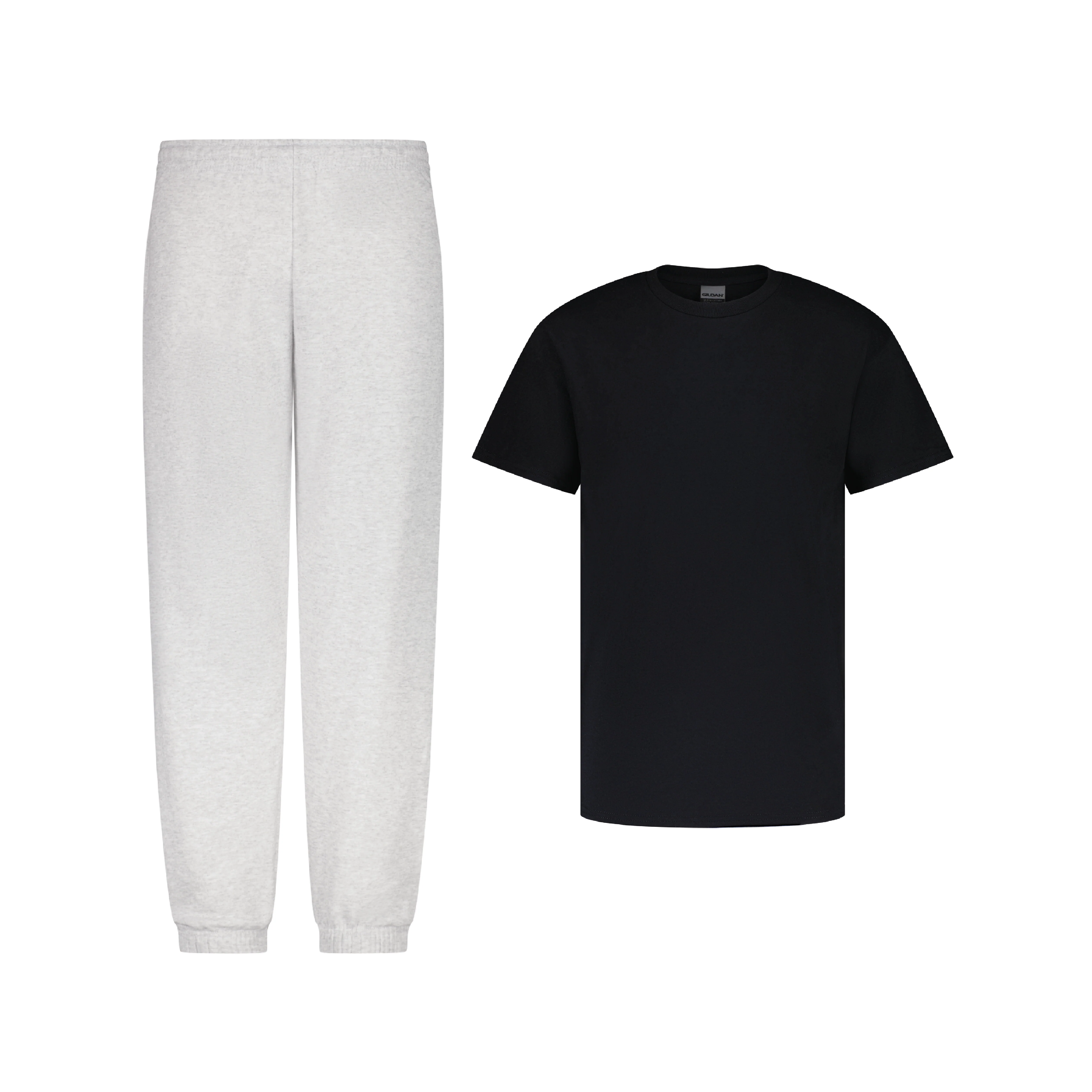 ENSEMBLE PANTALON JOGGING GRIS CHINÉ + T-SHIRT