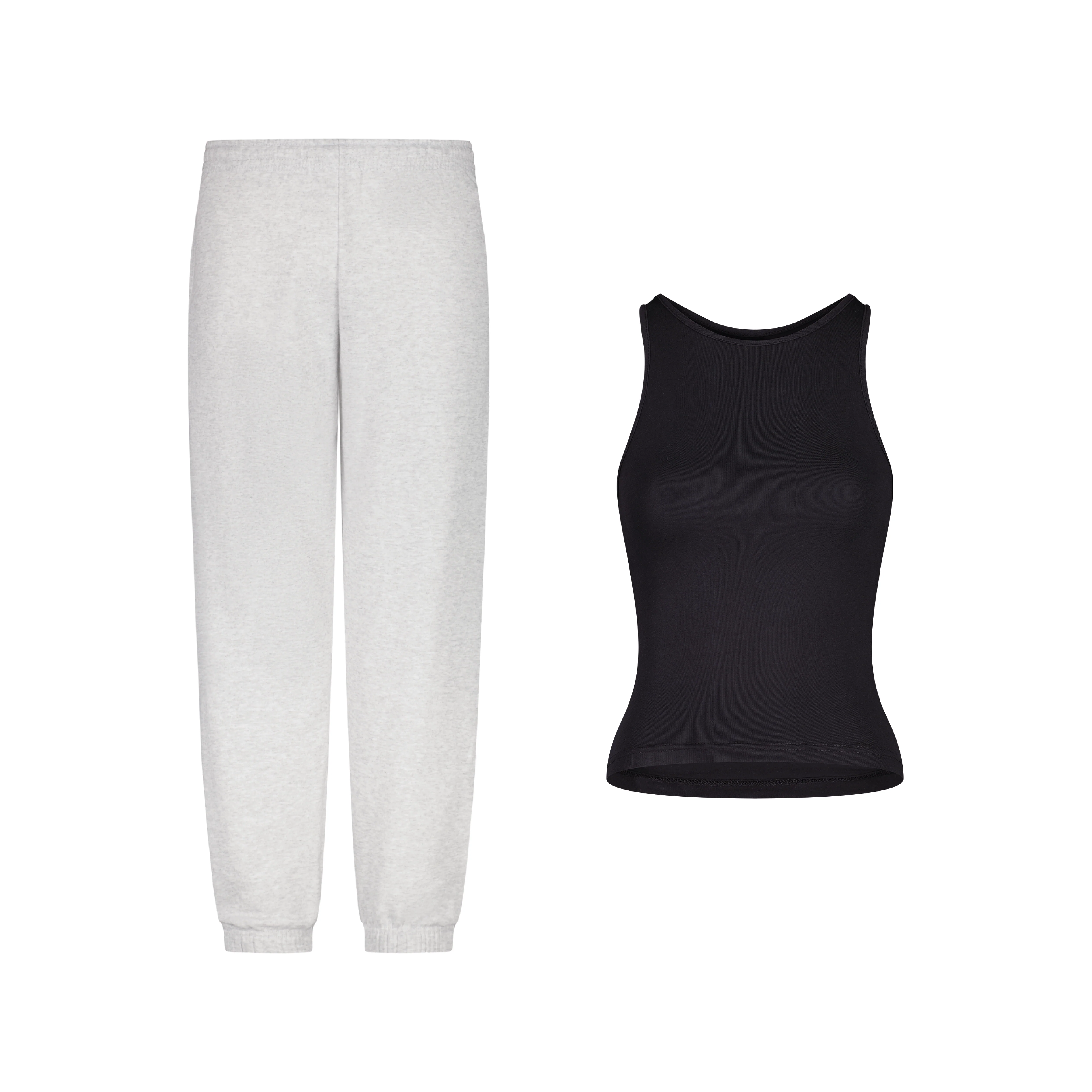 ENSEMBLE PANTALON JOGGING PREMIUM GRIS CHINÉ + DÉBARDEUR PREMIUM