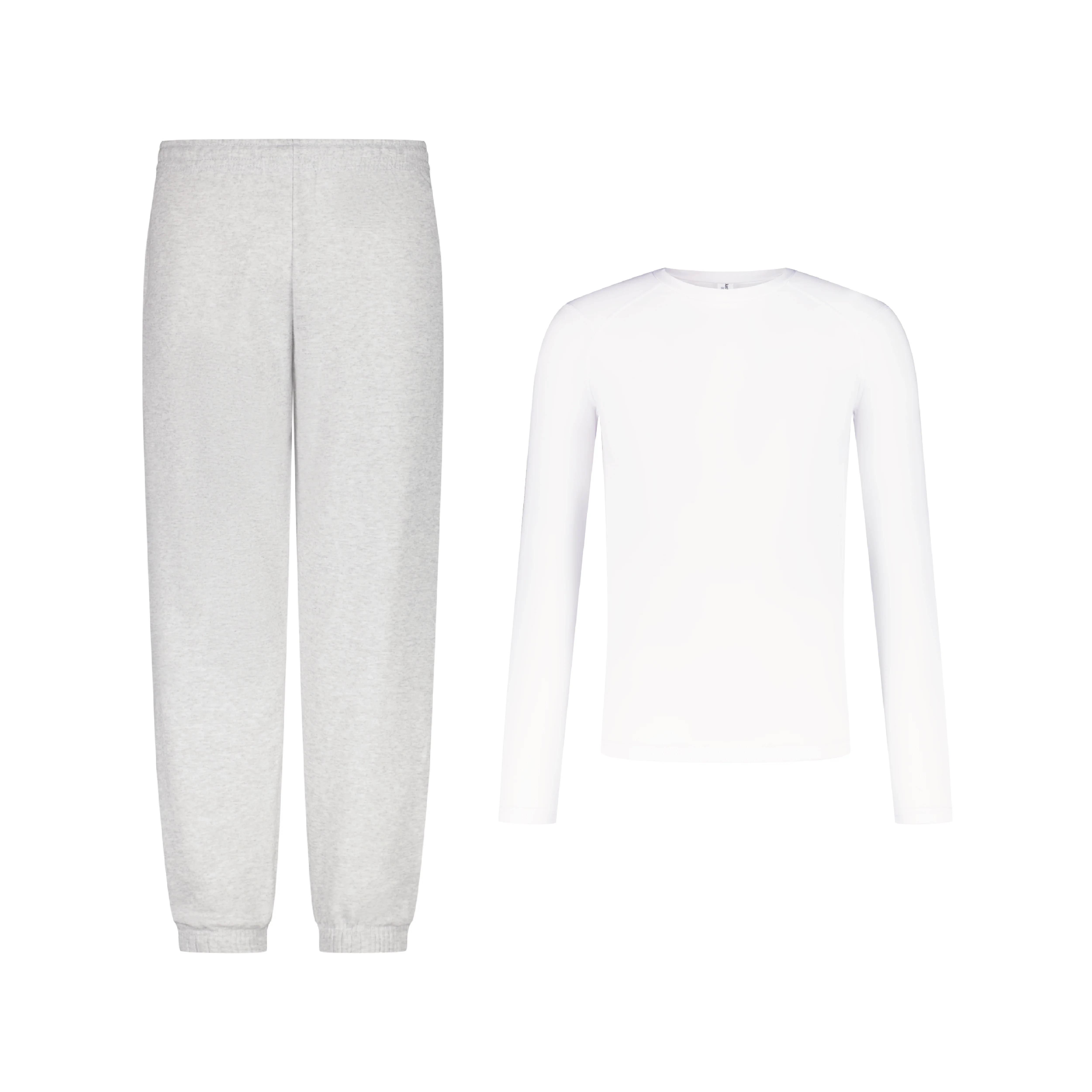 ENSEMBLE PANTALON JOGGING PREMIUM GRIS CHINÉ + LONGSLEEVES COMPRESSION SPORT