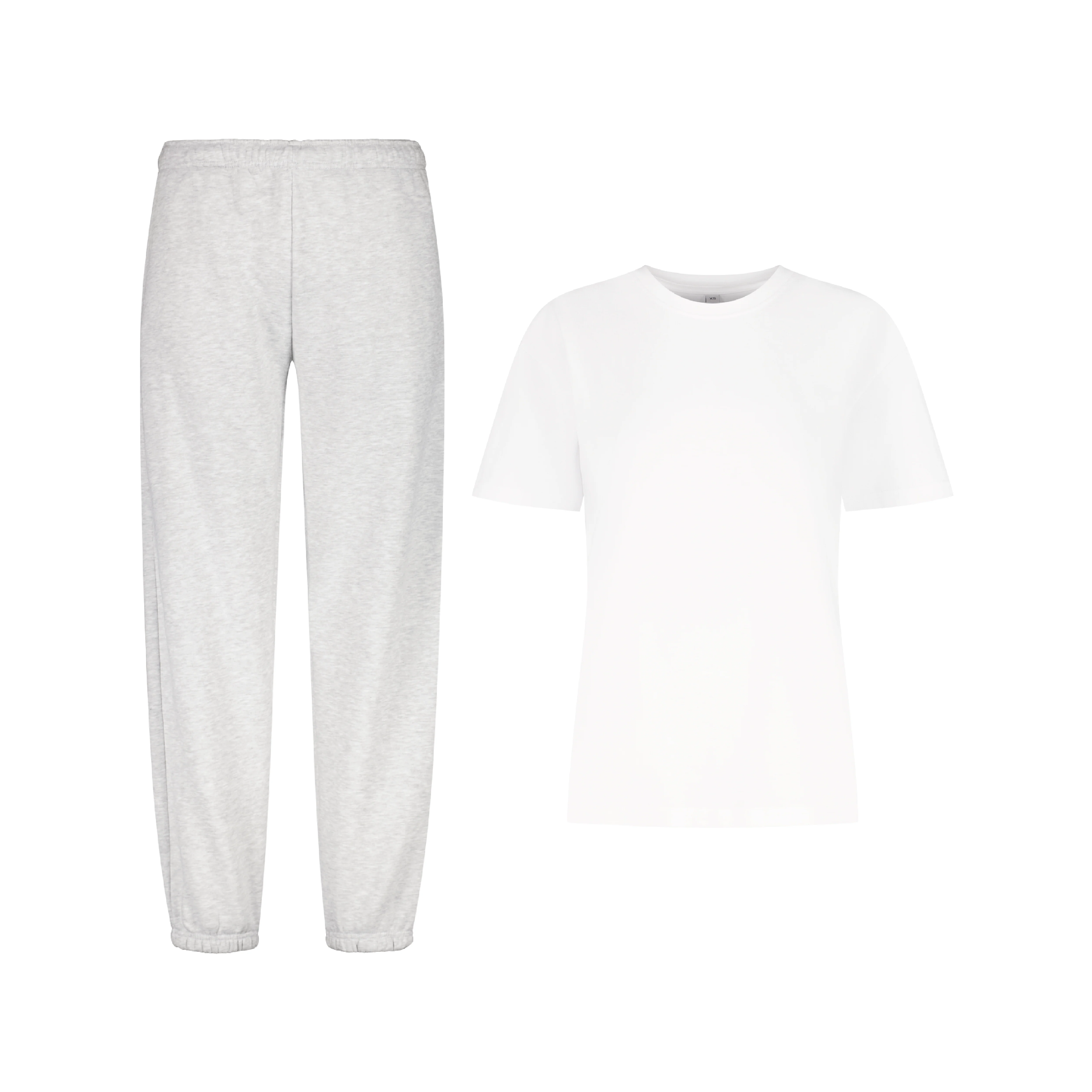 ENSEMBLE PANTALON JOGGING PREMIUM GRIS CHINÉ + T-SHIRT PREMIUM