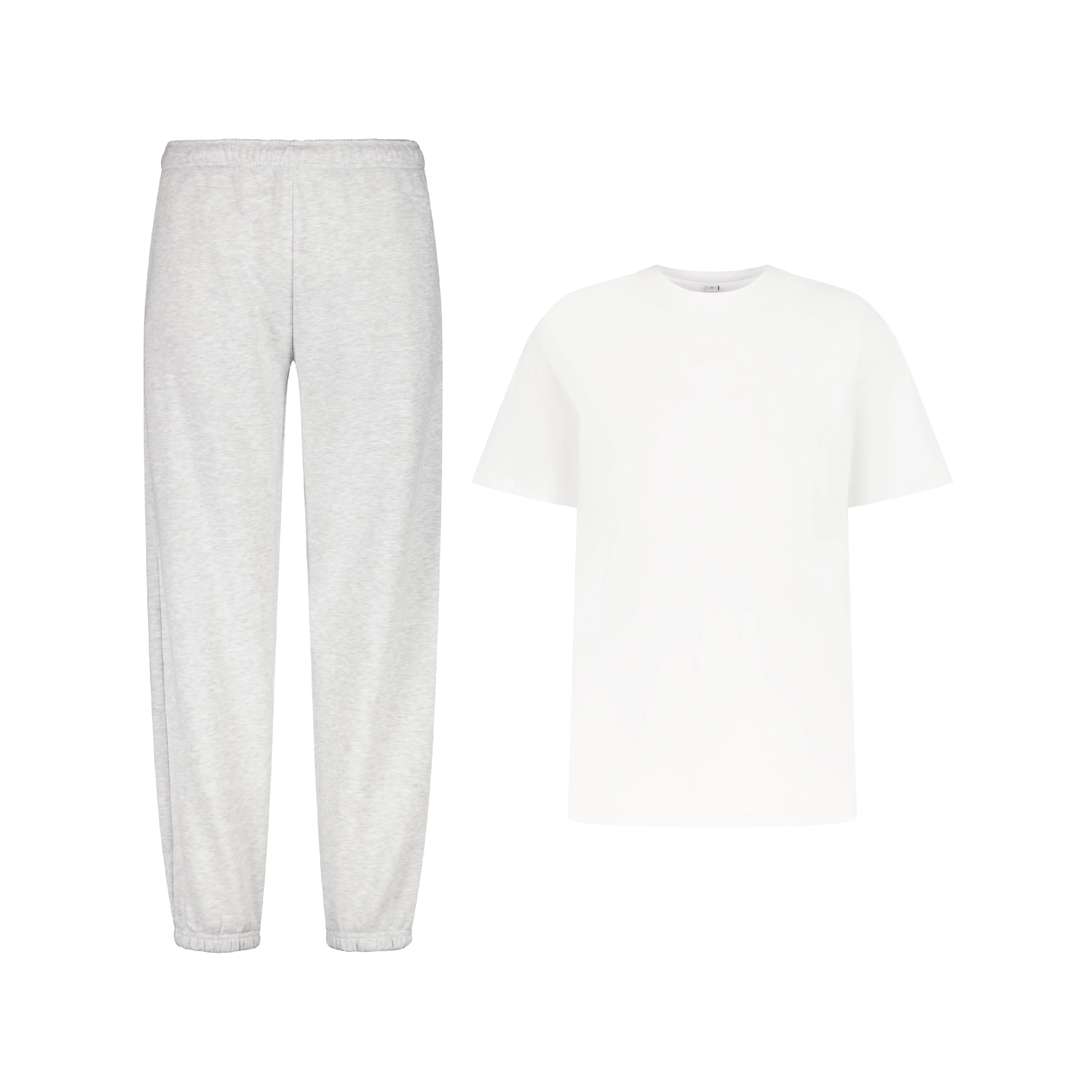 ENSEMBLE PANTALON JOGGING PREMIUM GRIS CHINÉ + T-SHIRT PREMIUM