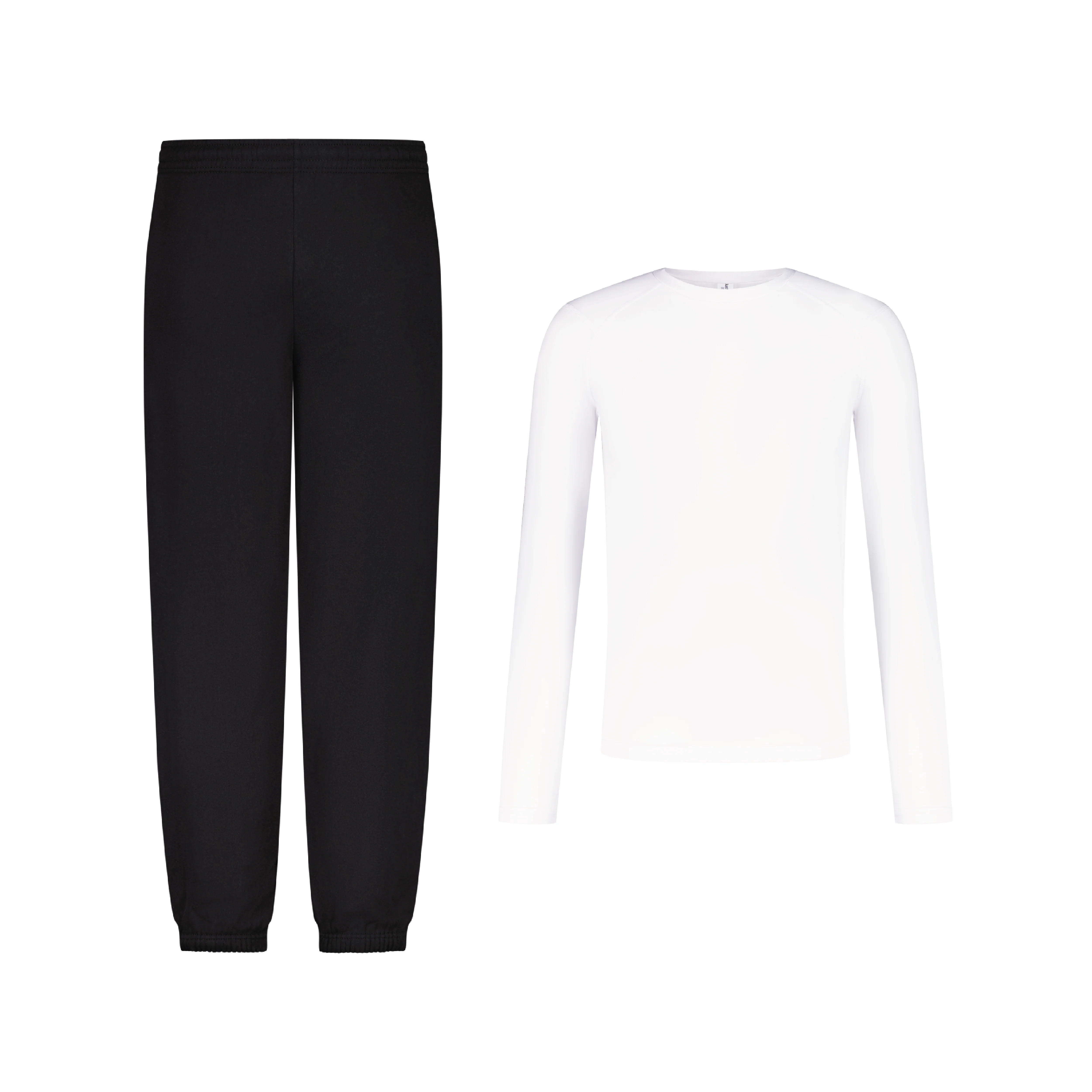 ENSEMBLE PANTALON JOGGING PREMIUM NOIR + LONGSLEEVES COMPRESSION SPORT