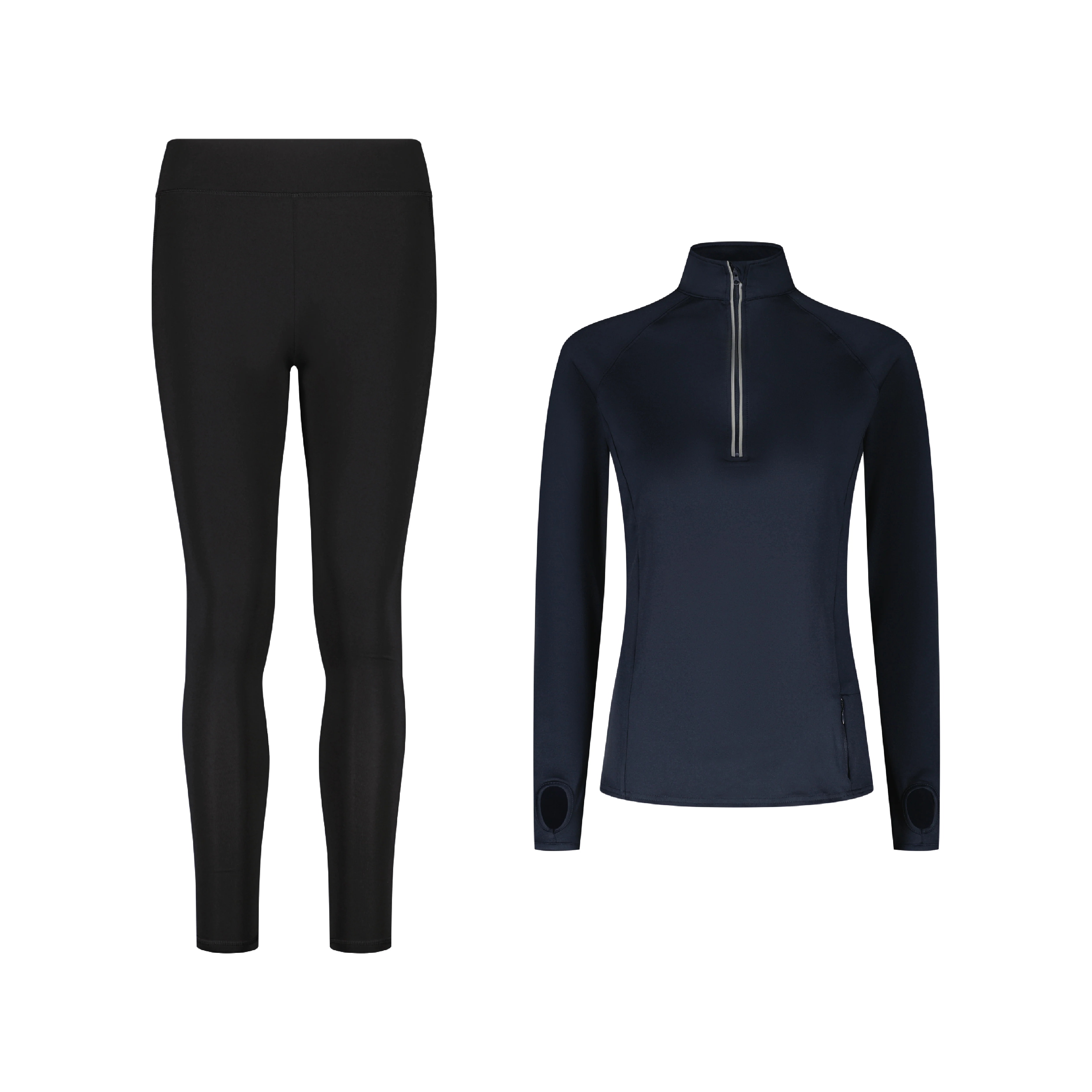 ENSEMBLE PANTALON LEGGING SPORT NOIR + LONGSLEEVES HALF-ZIP SPORT
