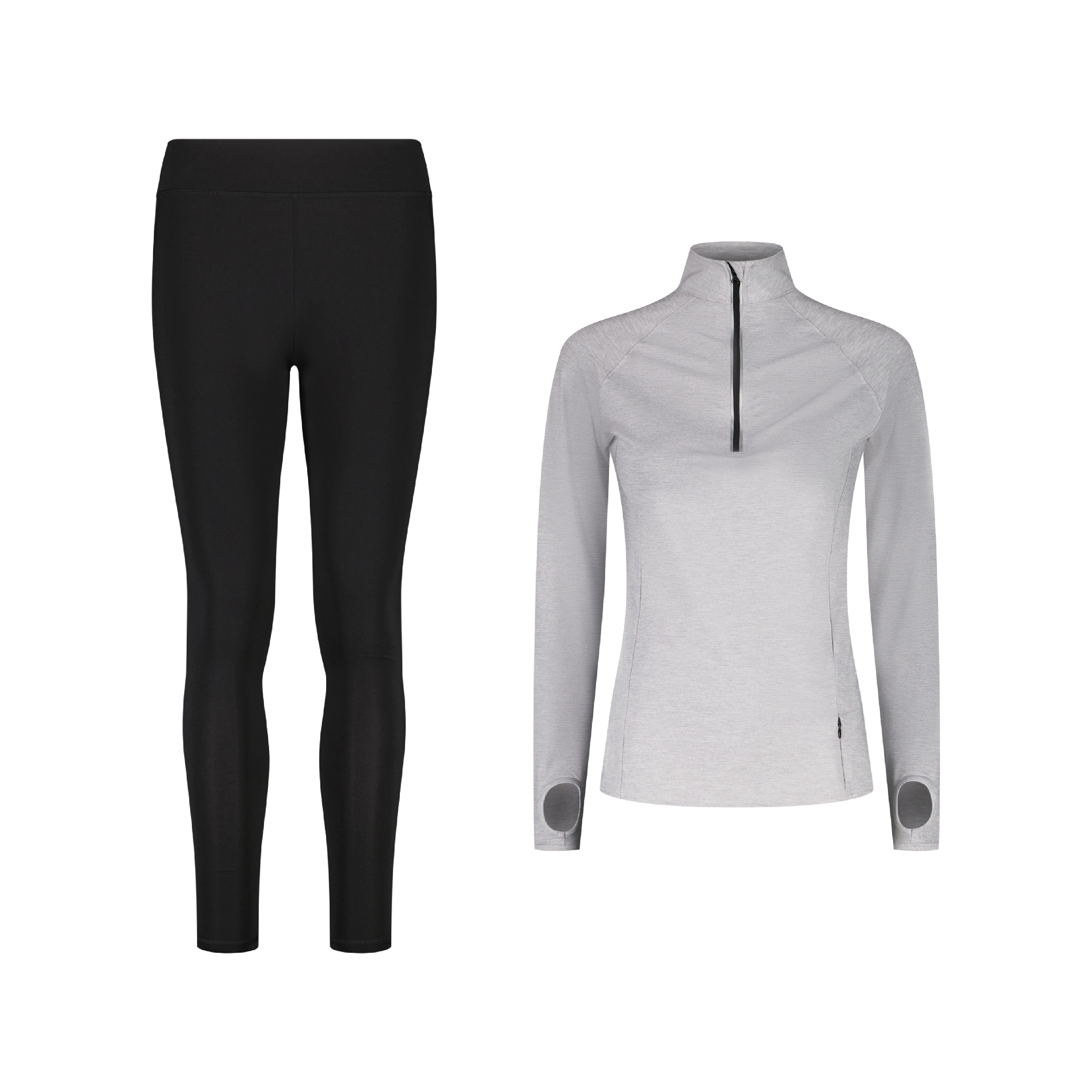 ENSEMBLE PANTALON LEGGING SPORT NOIR + LONGSLEEVES HALF-ZIP SPORT