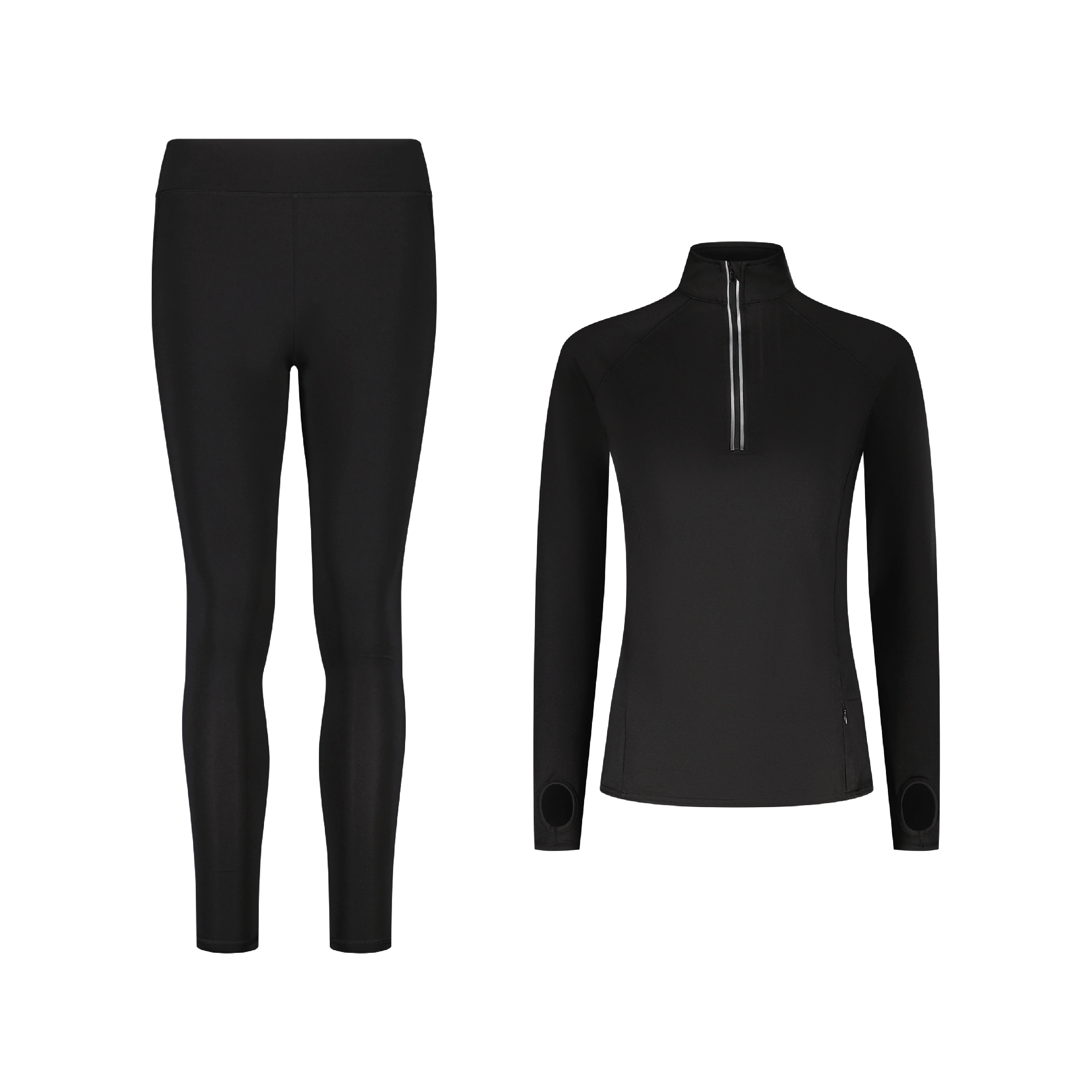 ENSEMBLE PANTALON LEGGING SPORT NOIR + LONGSLEEVES HALF-ZIP SPORT