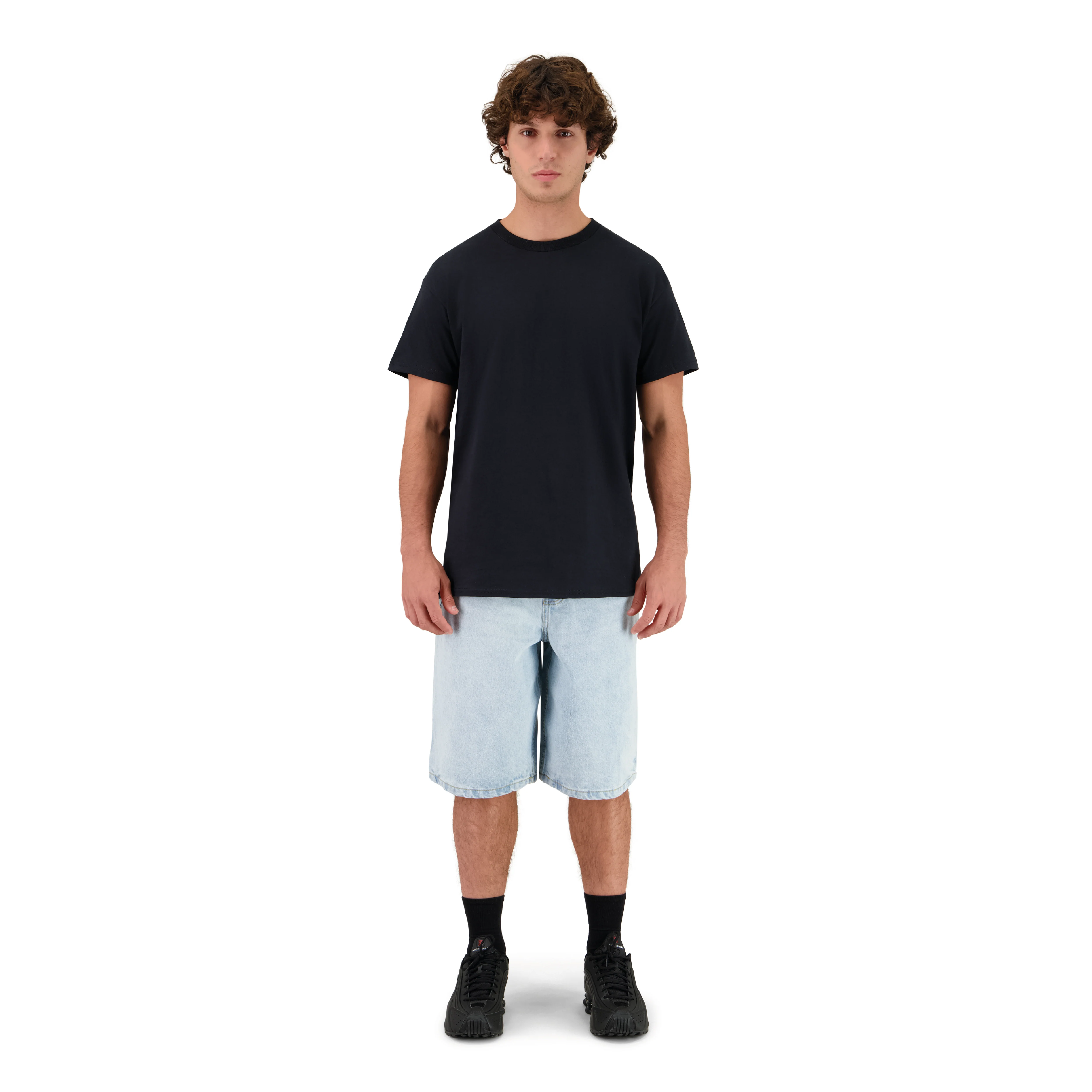 ENSEMBLE SHORT JEANS BAGGY BLEU CLAIR + T-SHIRT CLASSIC - Image 2
