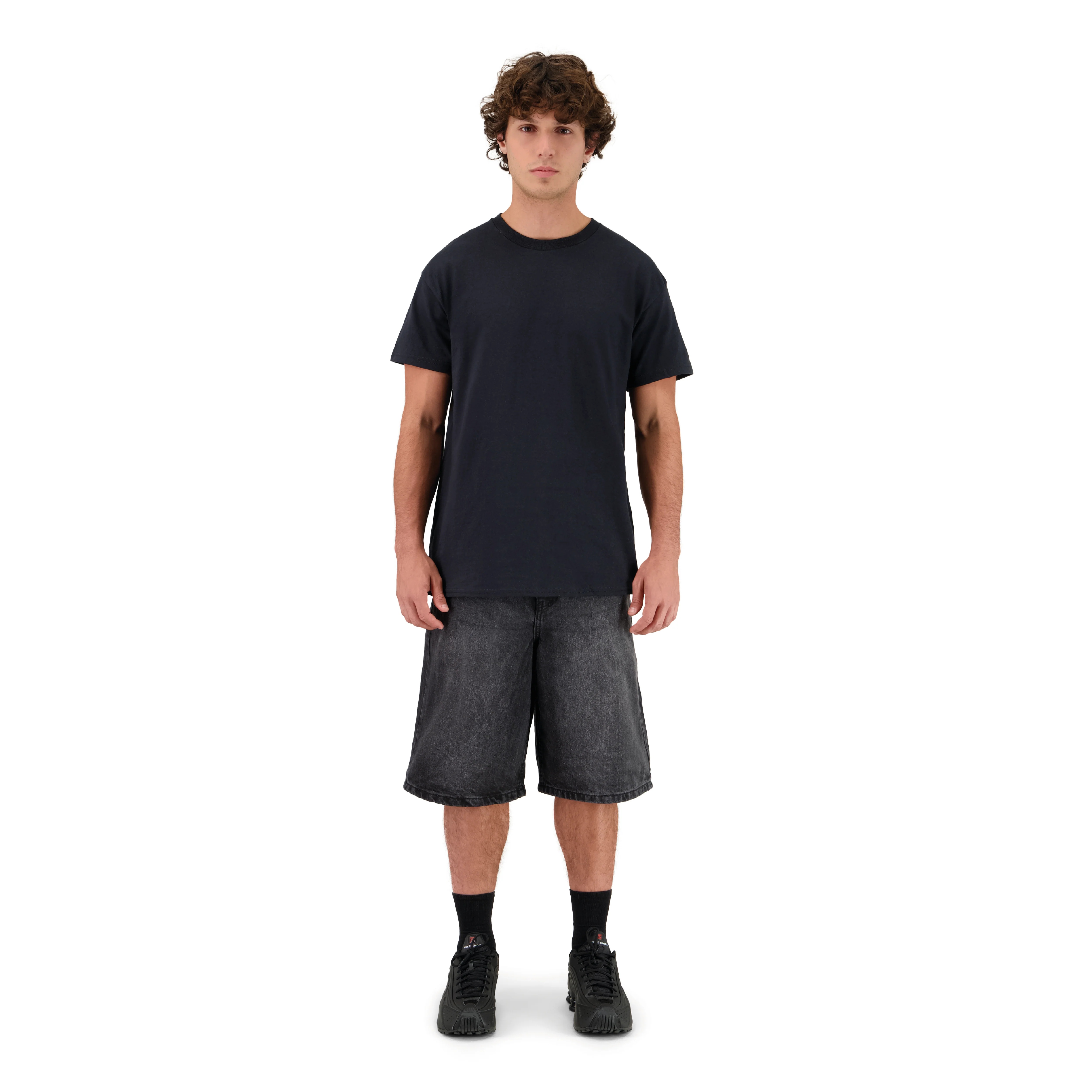 ENSEMBLE SHORT JEANS BAGGY NOIR + T-SHIRT CLASSIC - Image 2