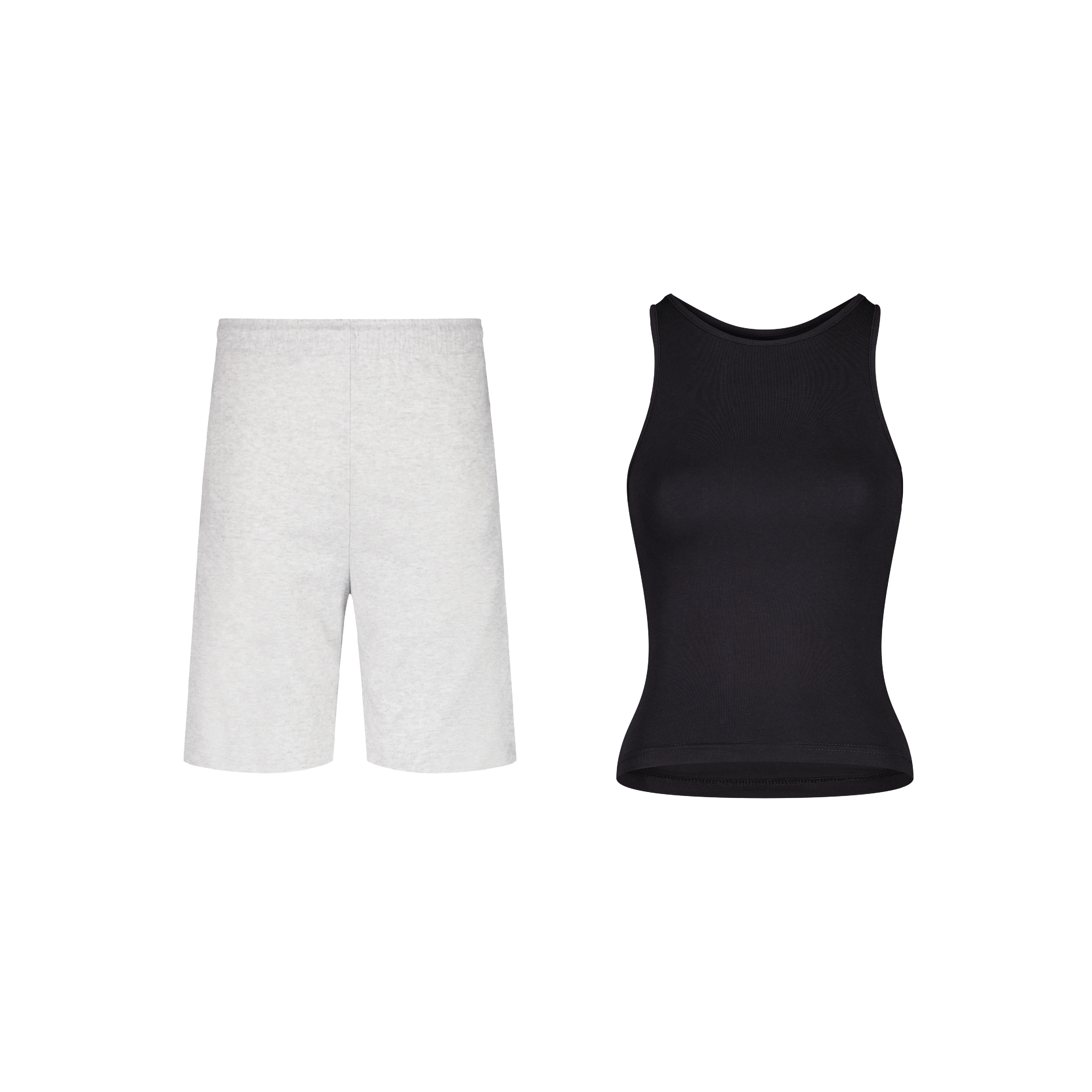 ENSEMBLE SHORT JOGGING CLASSIC GRIS CHINÉ + DÉBARDEUR PREMIUM