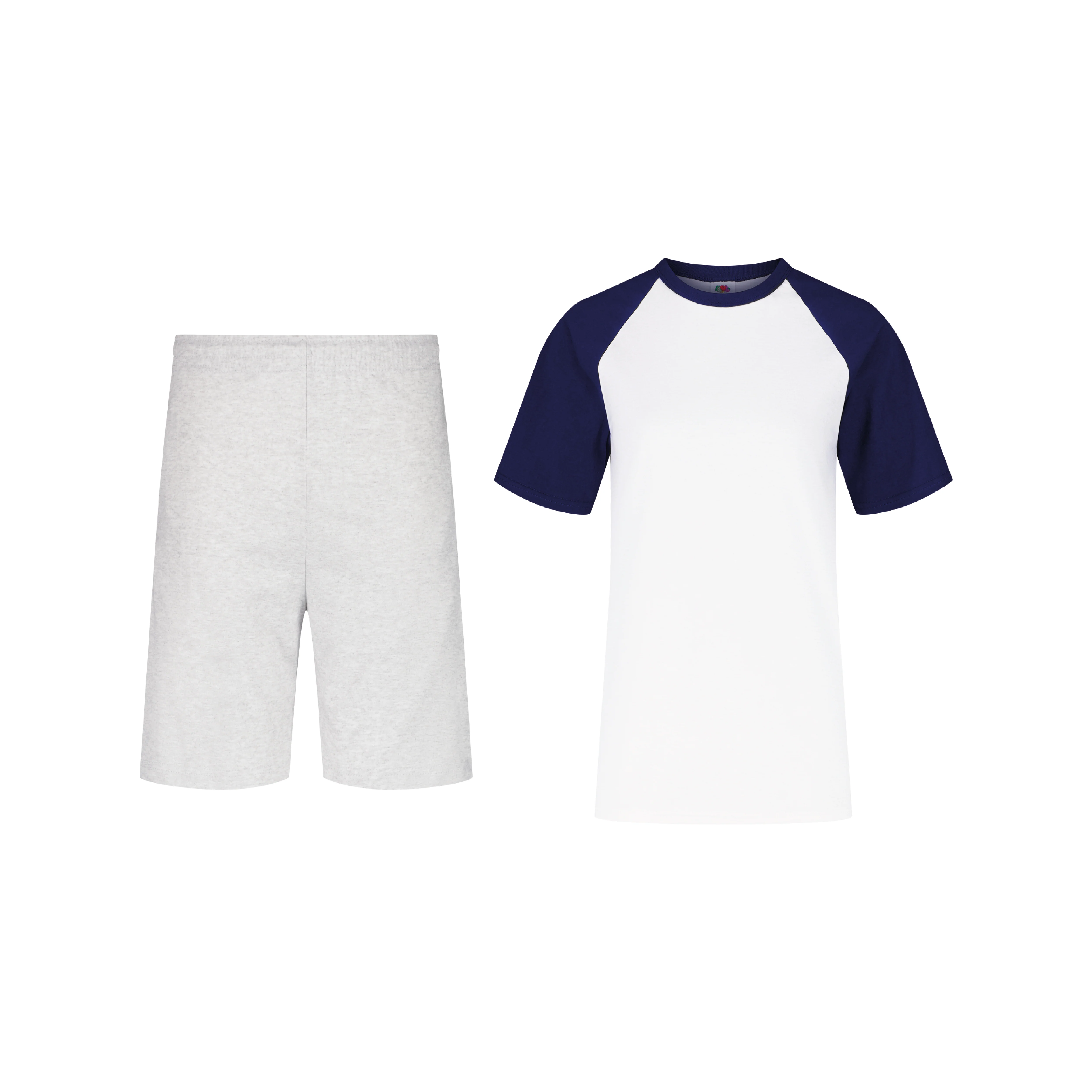 ENSEMBLE SHORT JOGGING CLASSIC GRIS CHINÉ + T-SHIRT CLASSIC BICOLORE