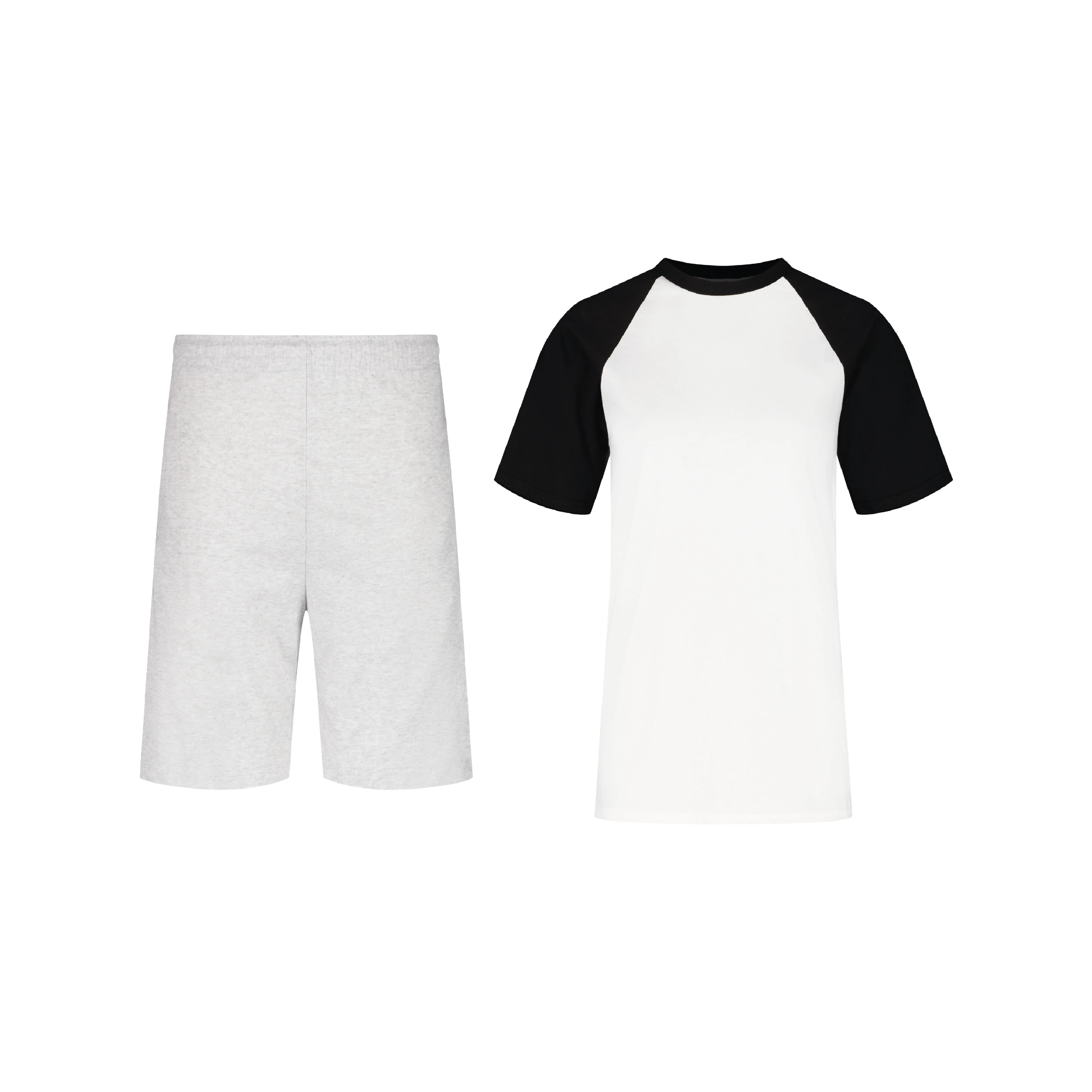 ENSEMBLE SHORT JOGGING CLASSIC GRIS CHINÉ + T-SHIRT CLASSIC BICOLORE