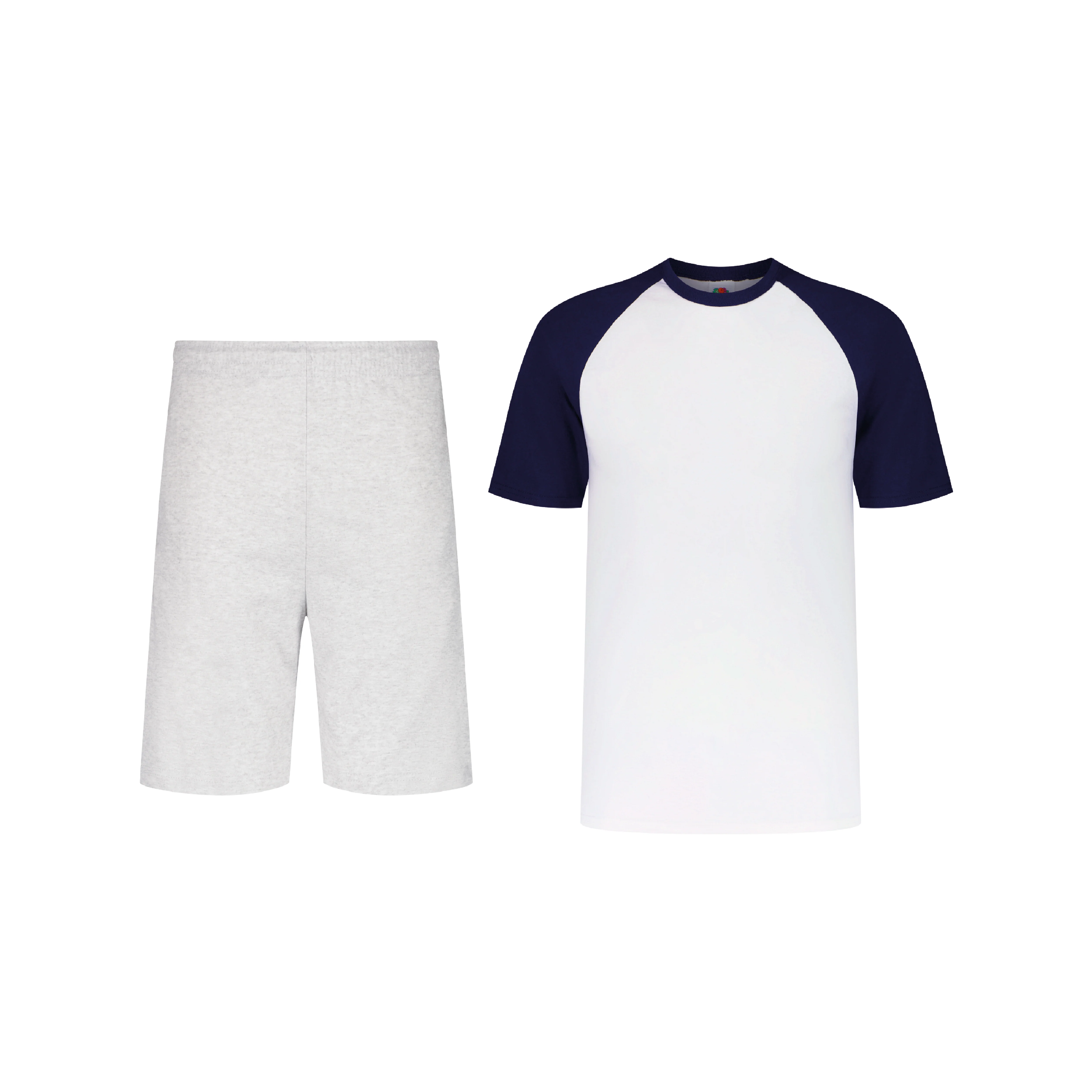 ENSEMBLE SHORT JOGGING CLASSIC GRIS CHINÉ + T-SHIRT CLASSIC BICOLORE