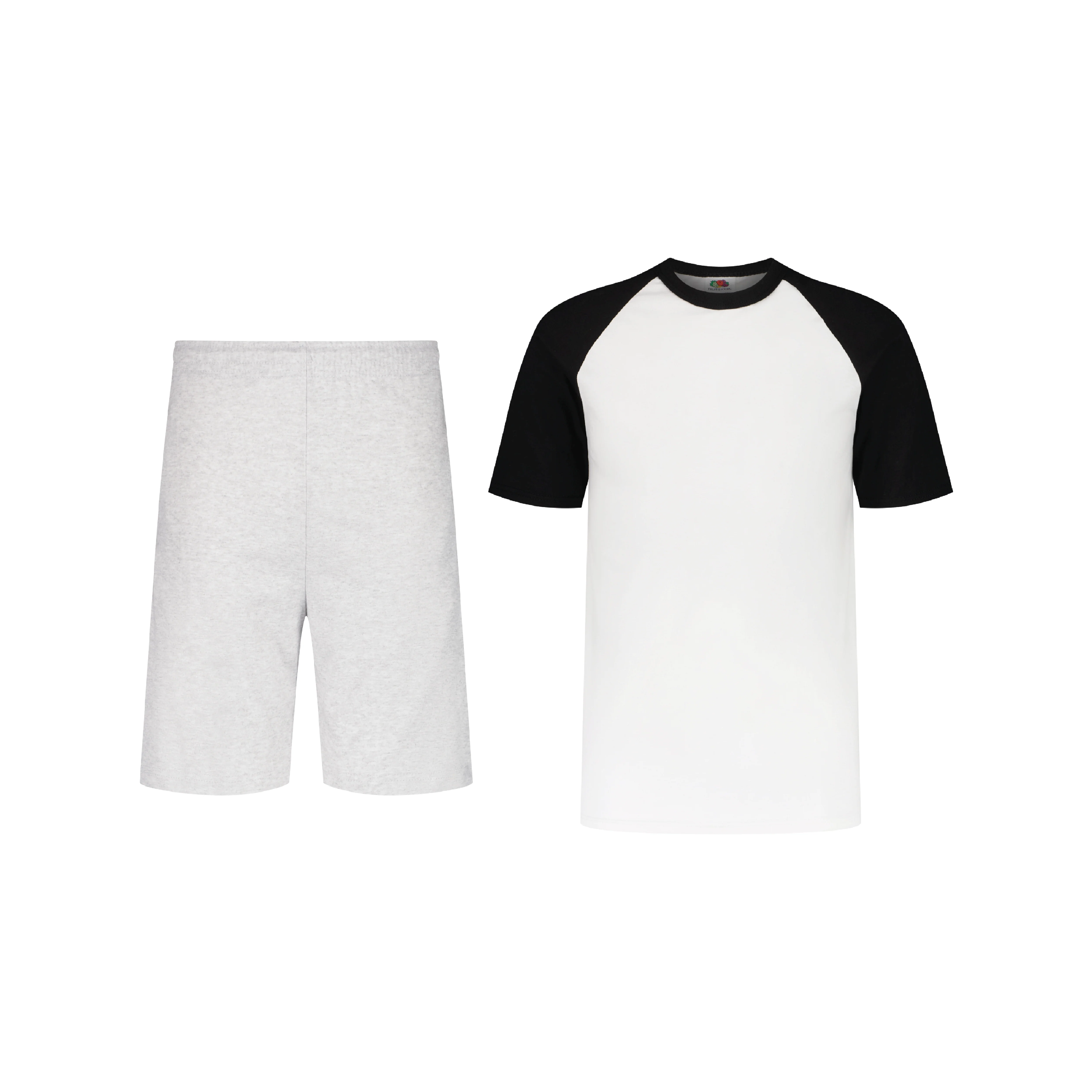 ENSEMBLE SHORT JOGGING CLASSIC GRIS CHINÉ + T-SHIRT CLASSIC BICOLORE