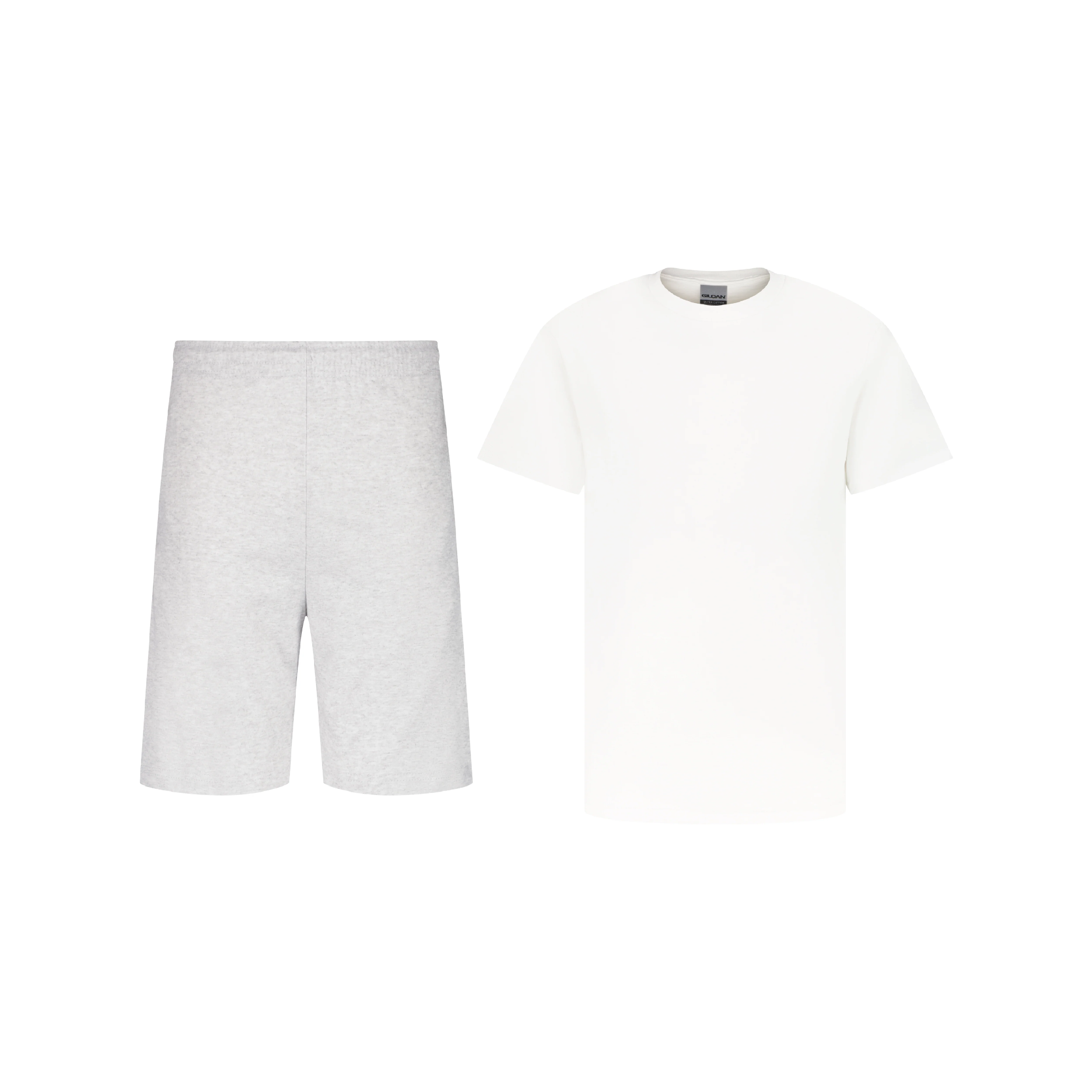 ENSEMBLE SHORT JOGGING GRIS CHINÉ + T-SHIRT