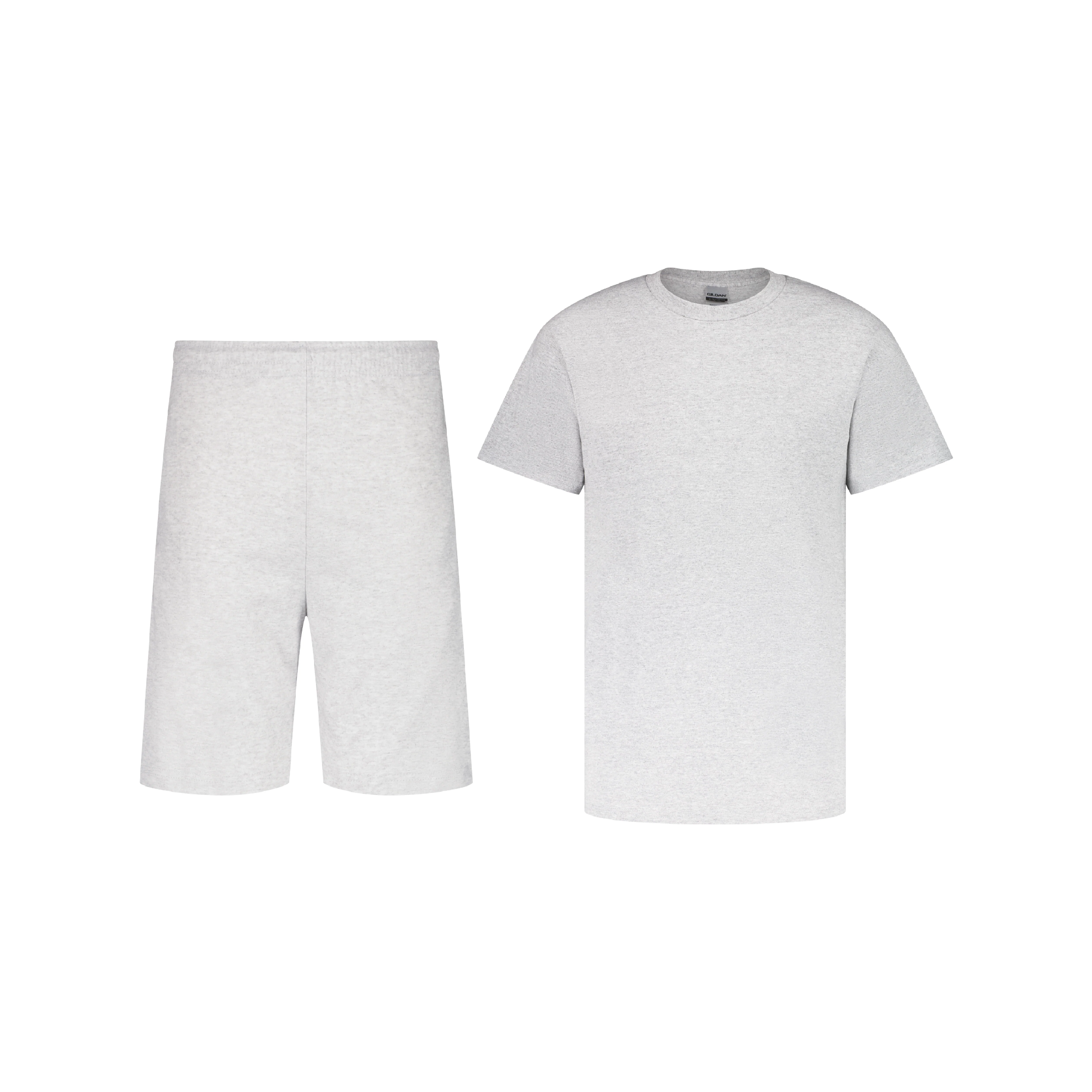 ENSEMBLE SHORT JOGGING GRIS CHINÉ + T-SHIRT