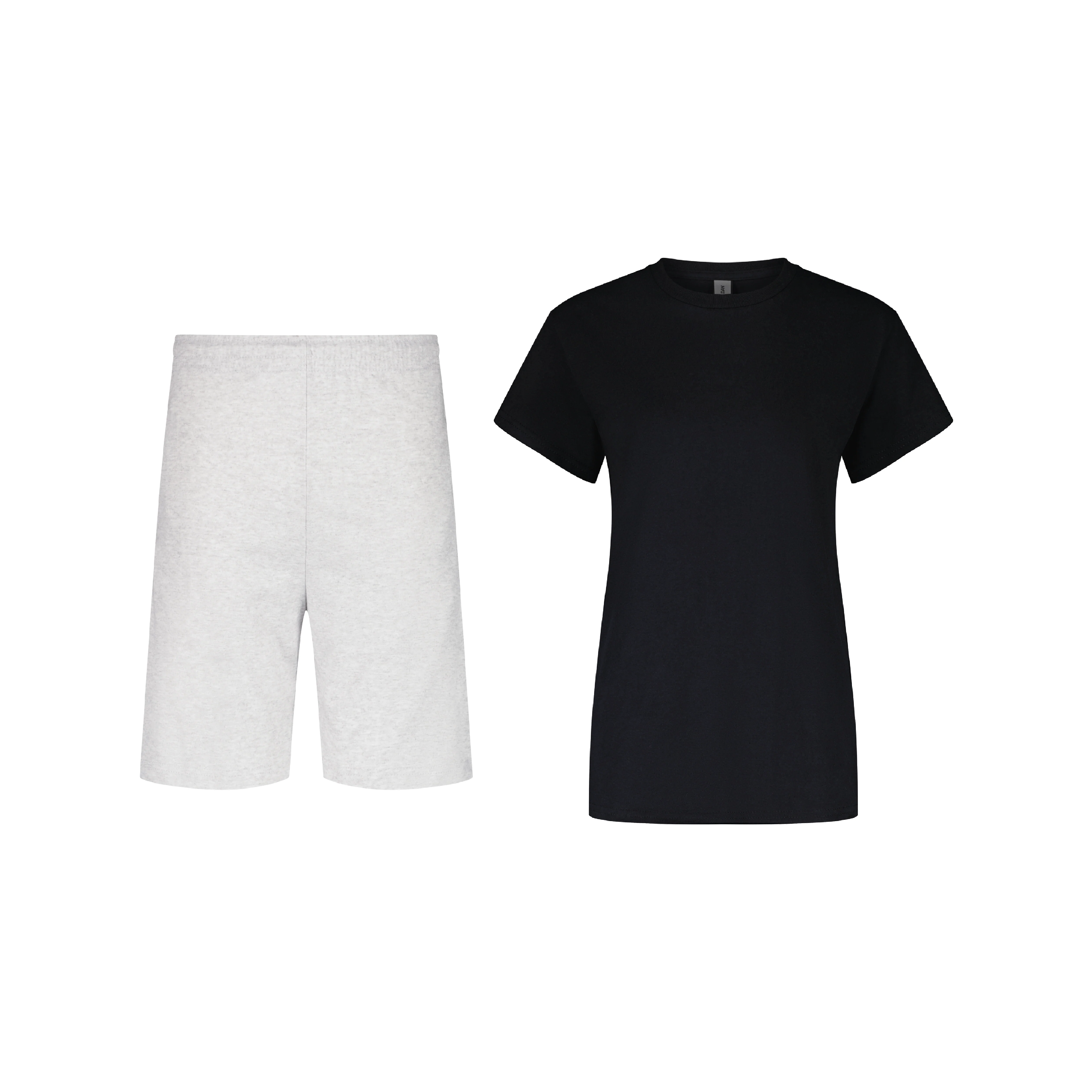 ENSEMBLE SHORT JOGGING GRIS CHINÉ + T-SHIRT
