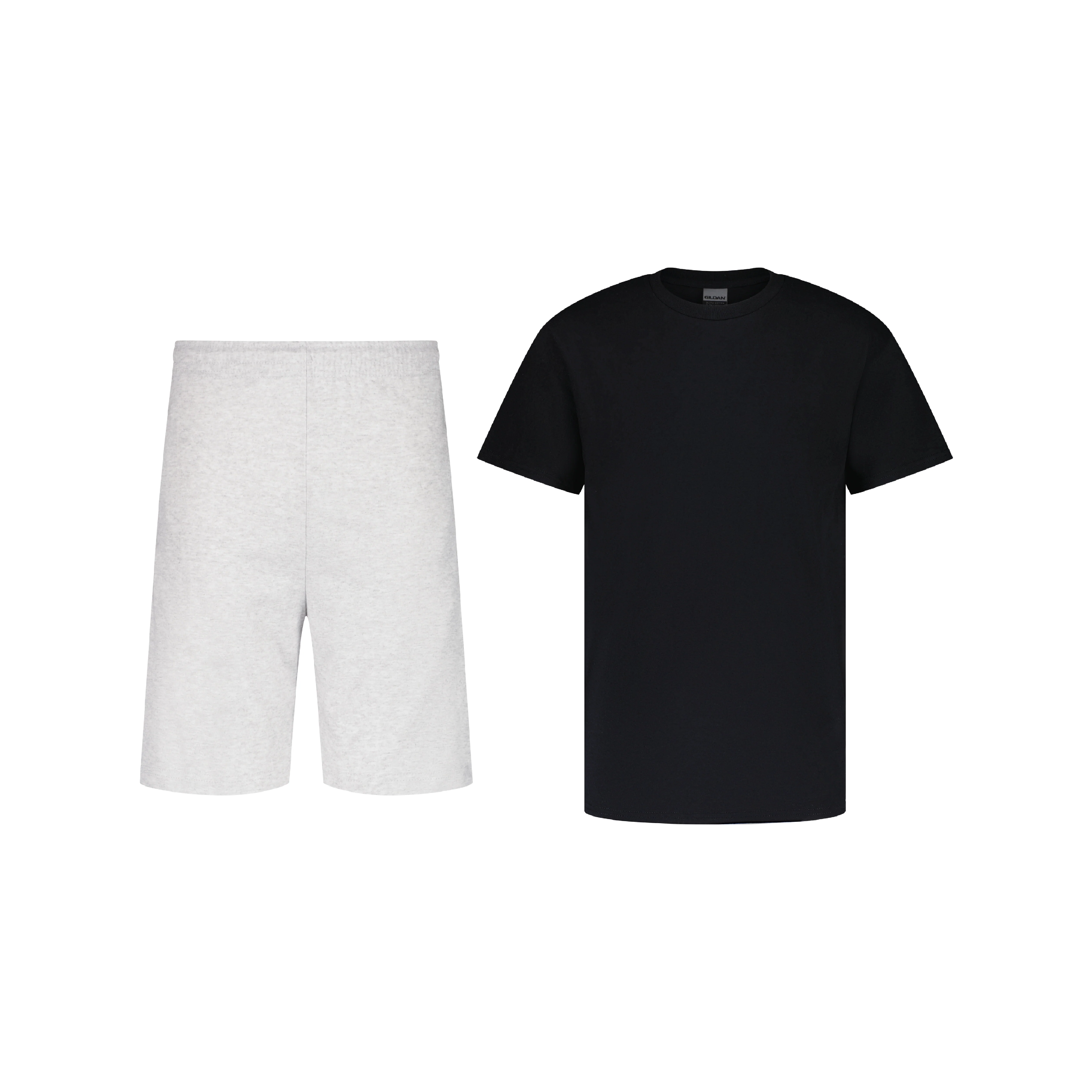 ENSEMBLE SHORT JOGGING GRIS CHINÉ + T-SHIRT