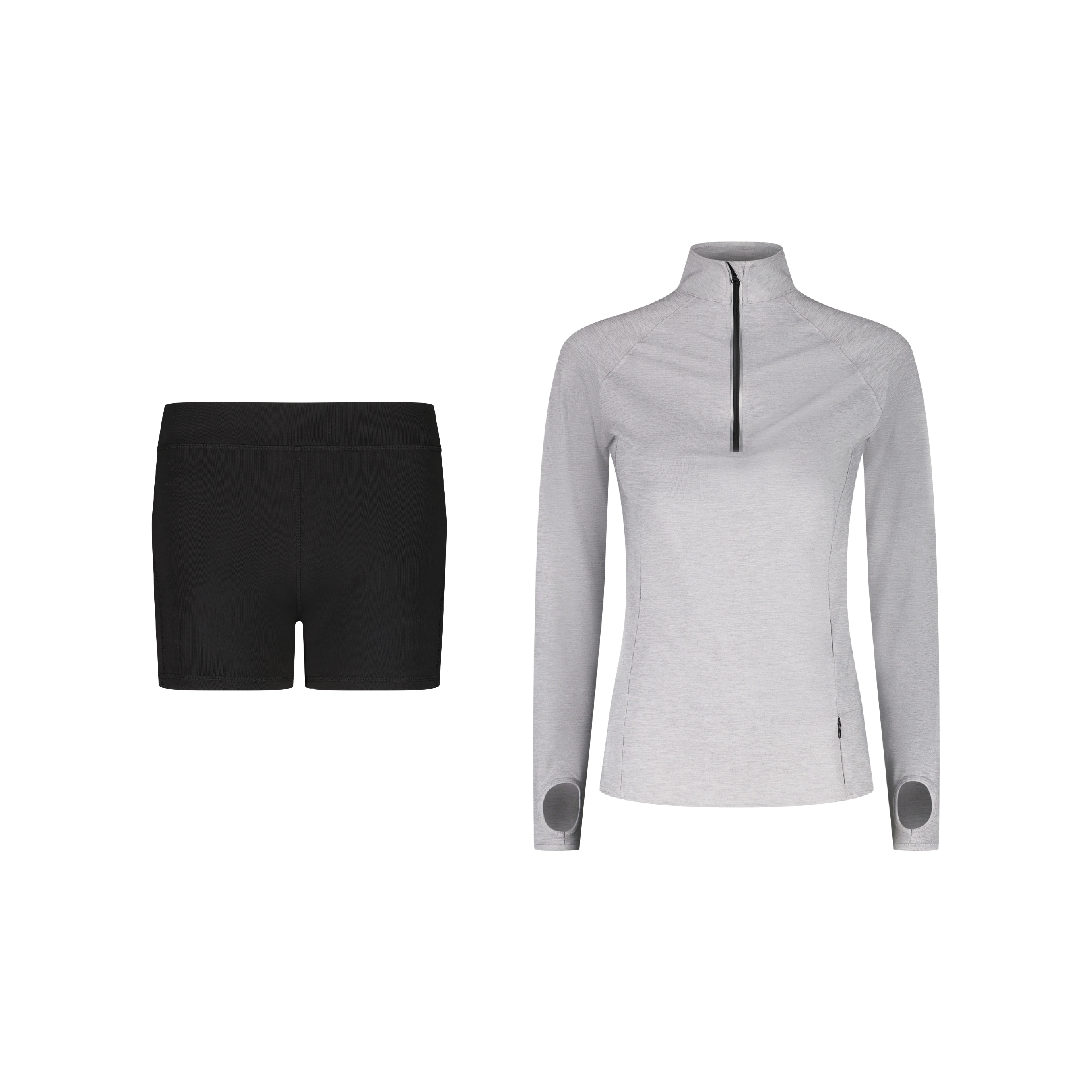 ENSEMBLE SHORT LEGGING SPORT NOIR + LONGSLEEVES HALF-ZIP SPORT