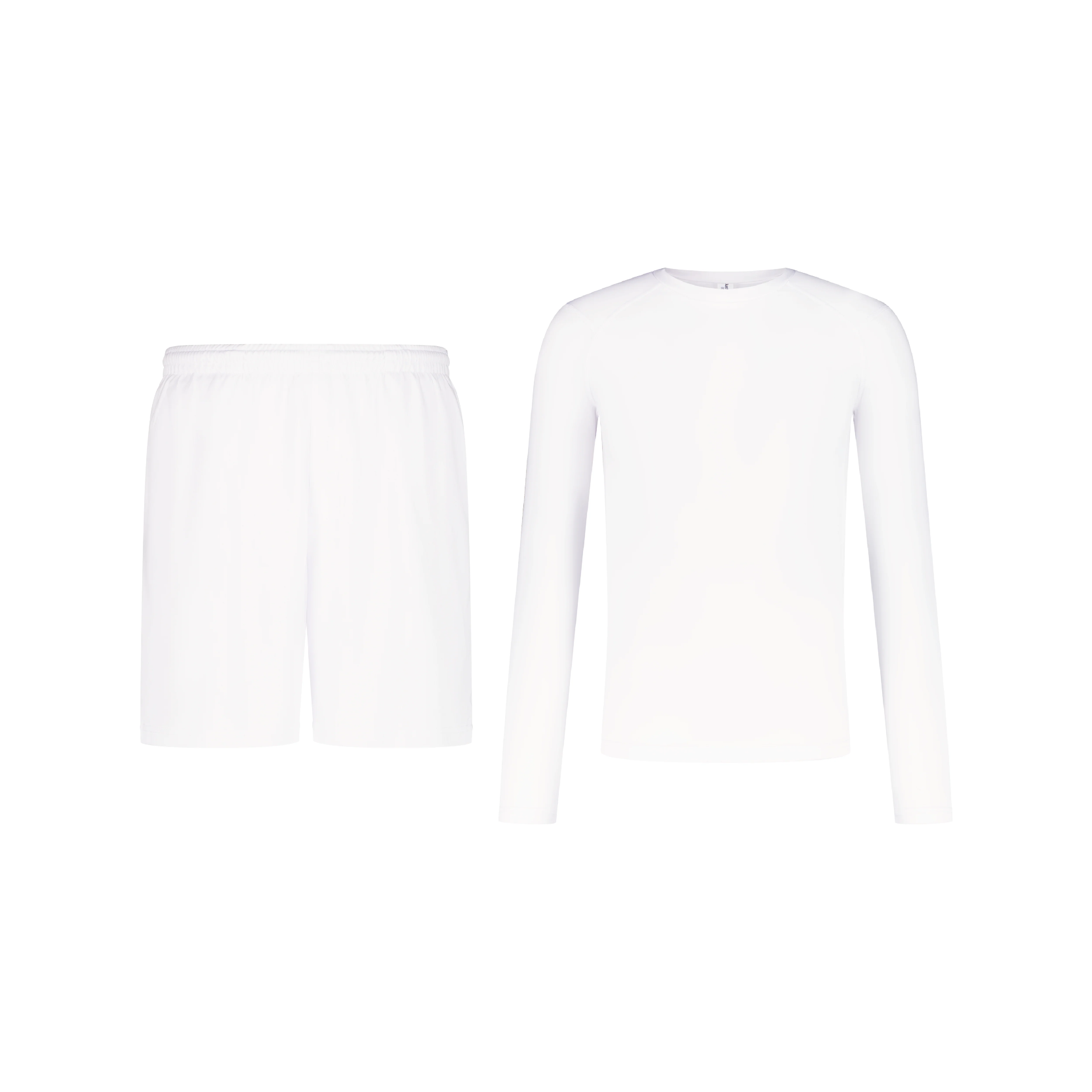 ENSEMBLE SHORT SPORT BLANC + LONGSLEEVES COMPRESSION SPORT