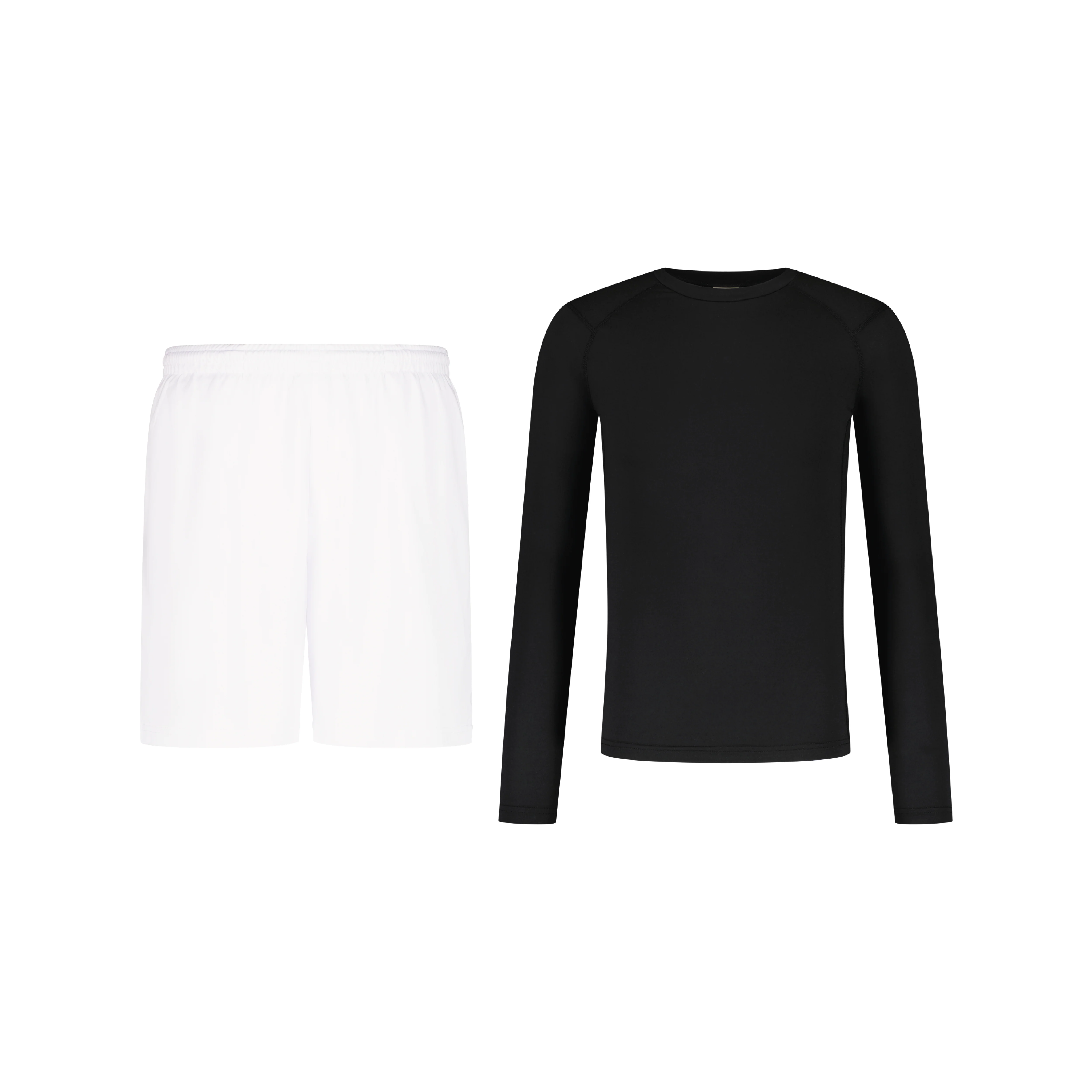 ENSEMBLE SHORT SPORT BLANC + LONGSLEEVES COMPRESSION SPORT