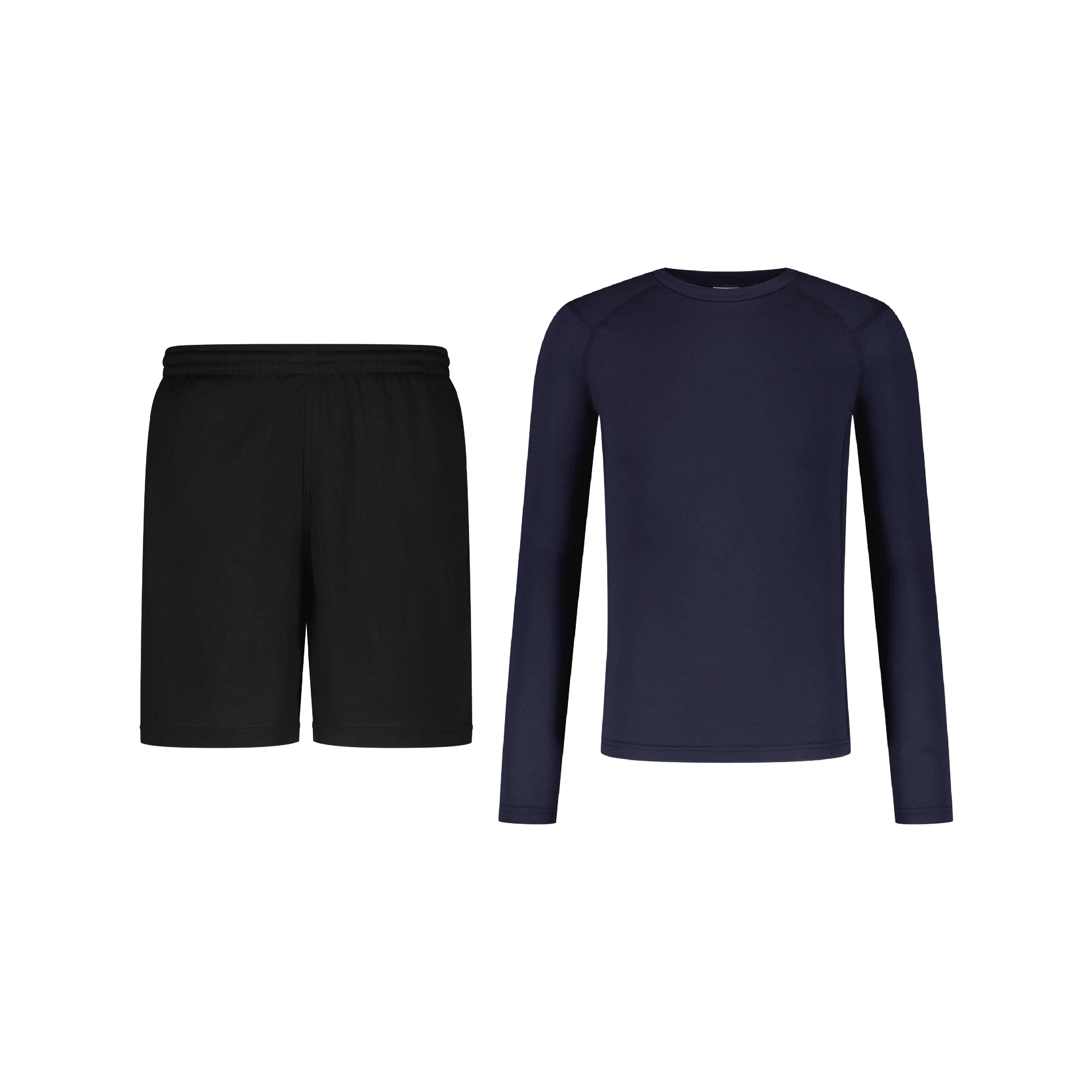 ENSEMBLE SHORT SPORT NOIR + LONGSLEEVES COMPRESSION SPORT