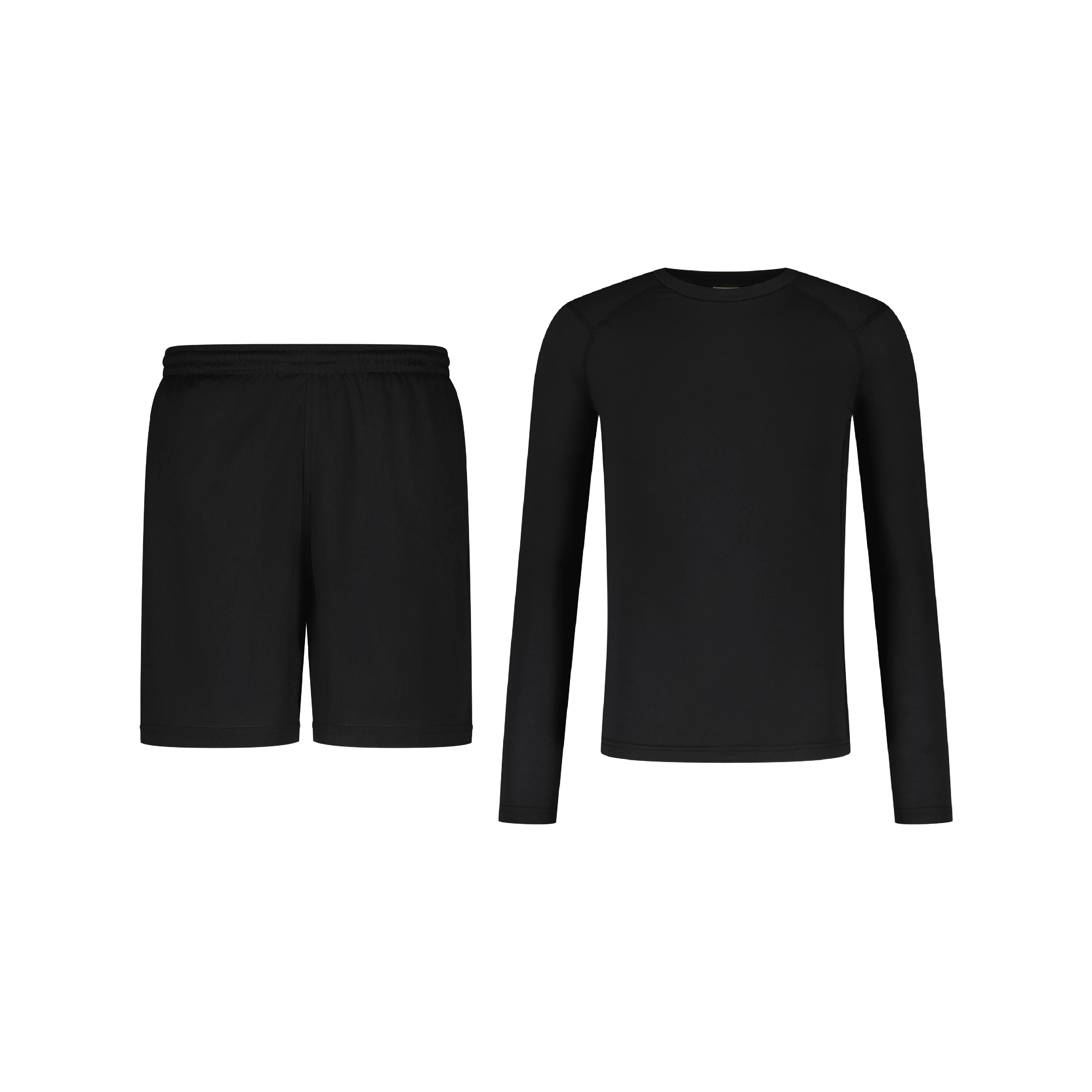ENSEMBLE SHORT SPORT NOIR + LONGSLEEVES COMPRESSION SPORT